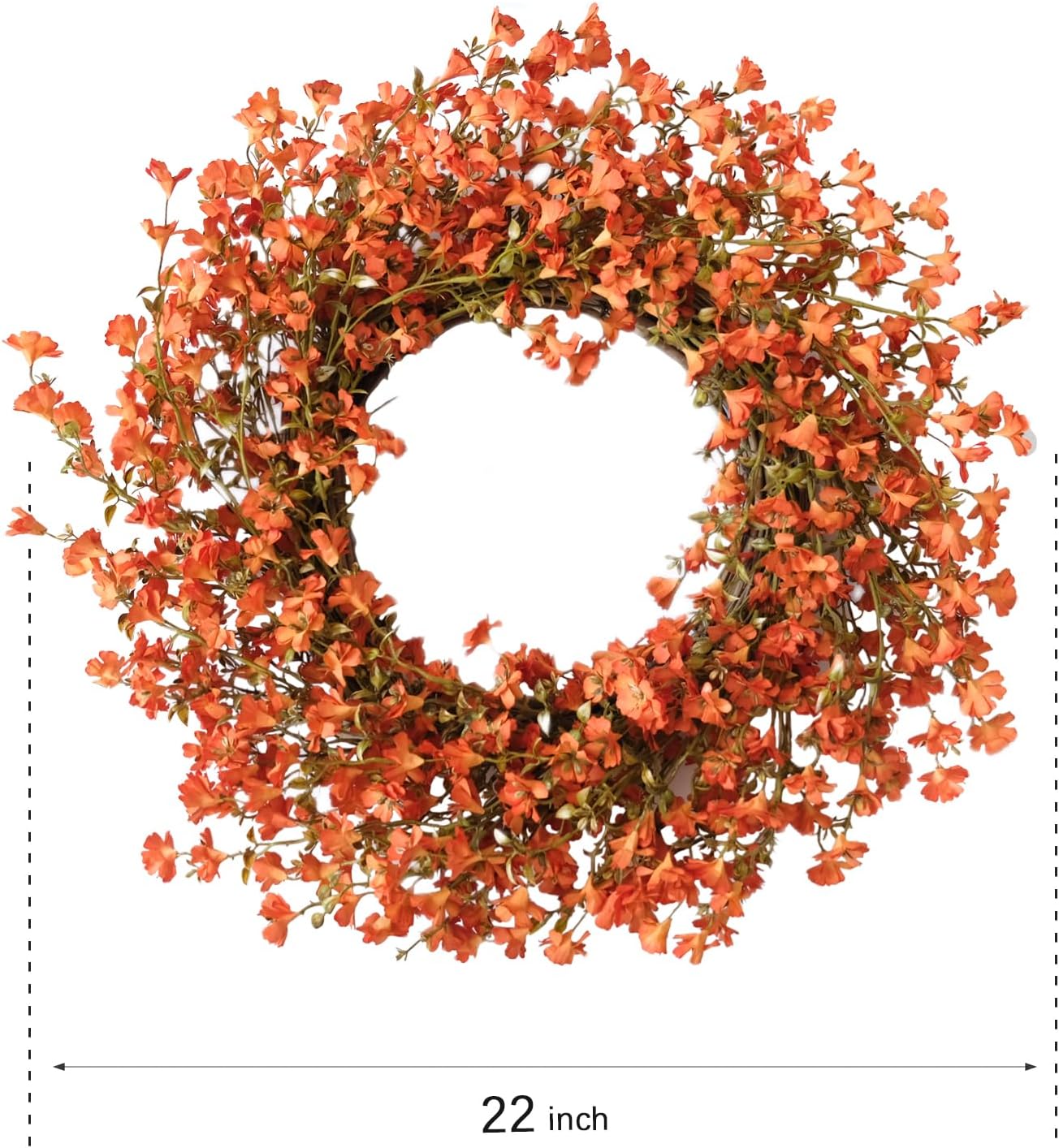 Fall Orange Forsythia Door Wreath 22 Inch Autumn Decor