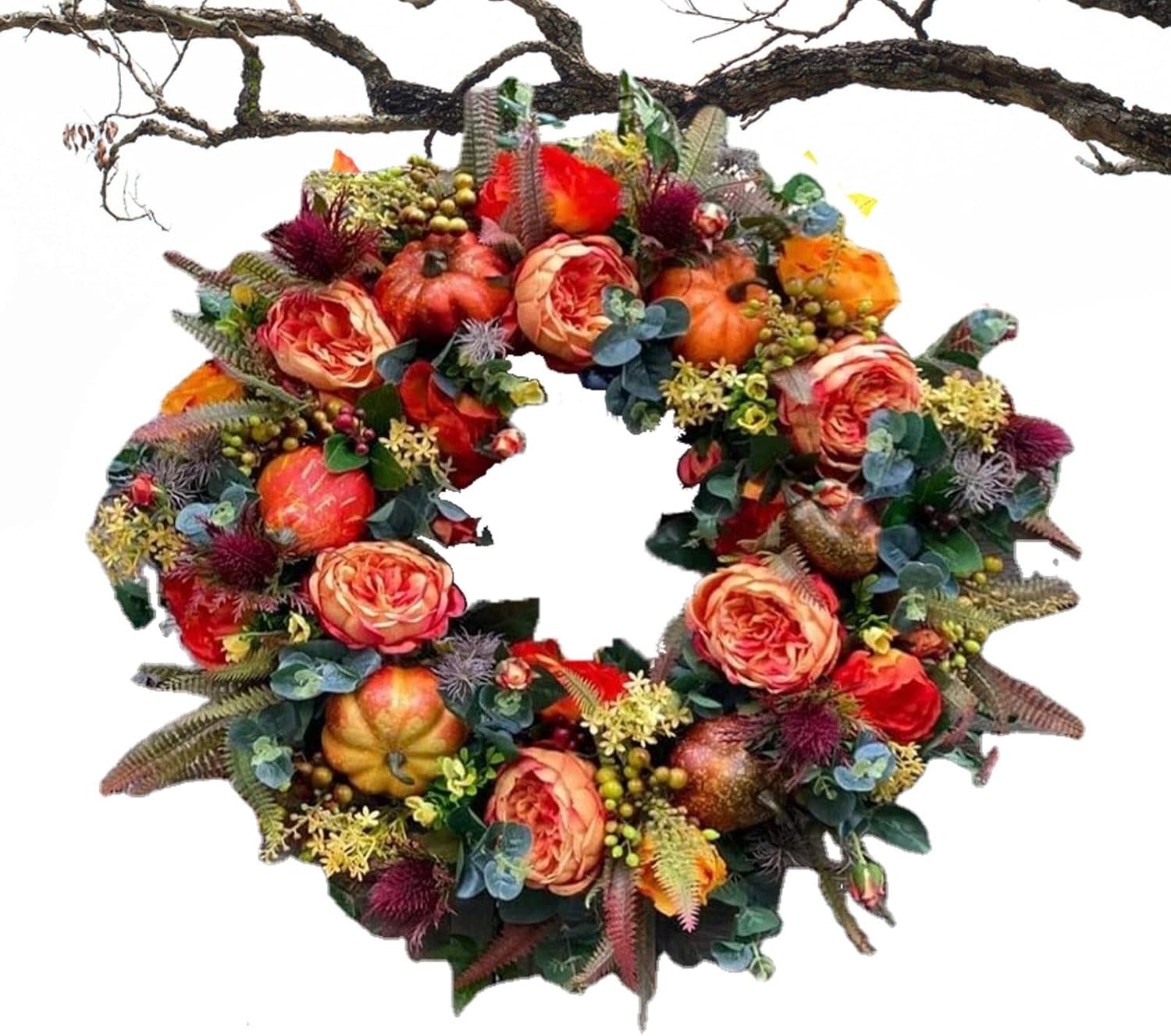 Fall Peony Door Wreath for Farmhouse Decor and Festivals