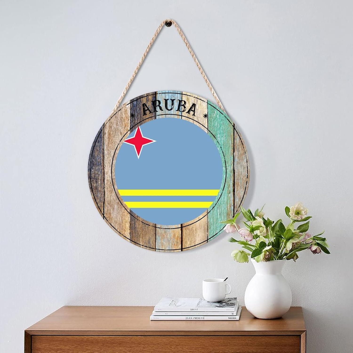 Farmhouse Door Hanger Aruba Wood Sign 12x12