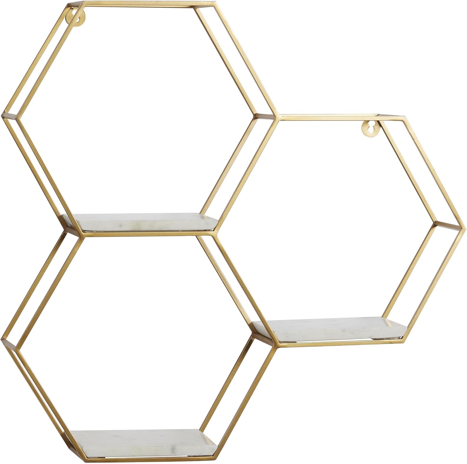 Deco 79 Gold Marble Hexagon Floating Shelf