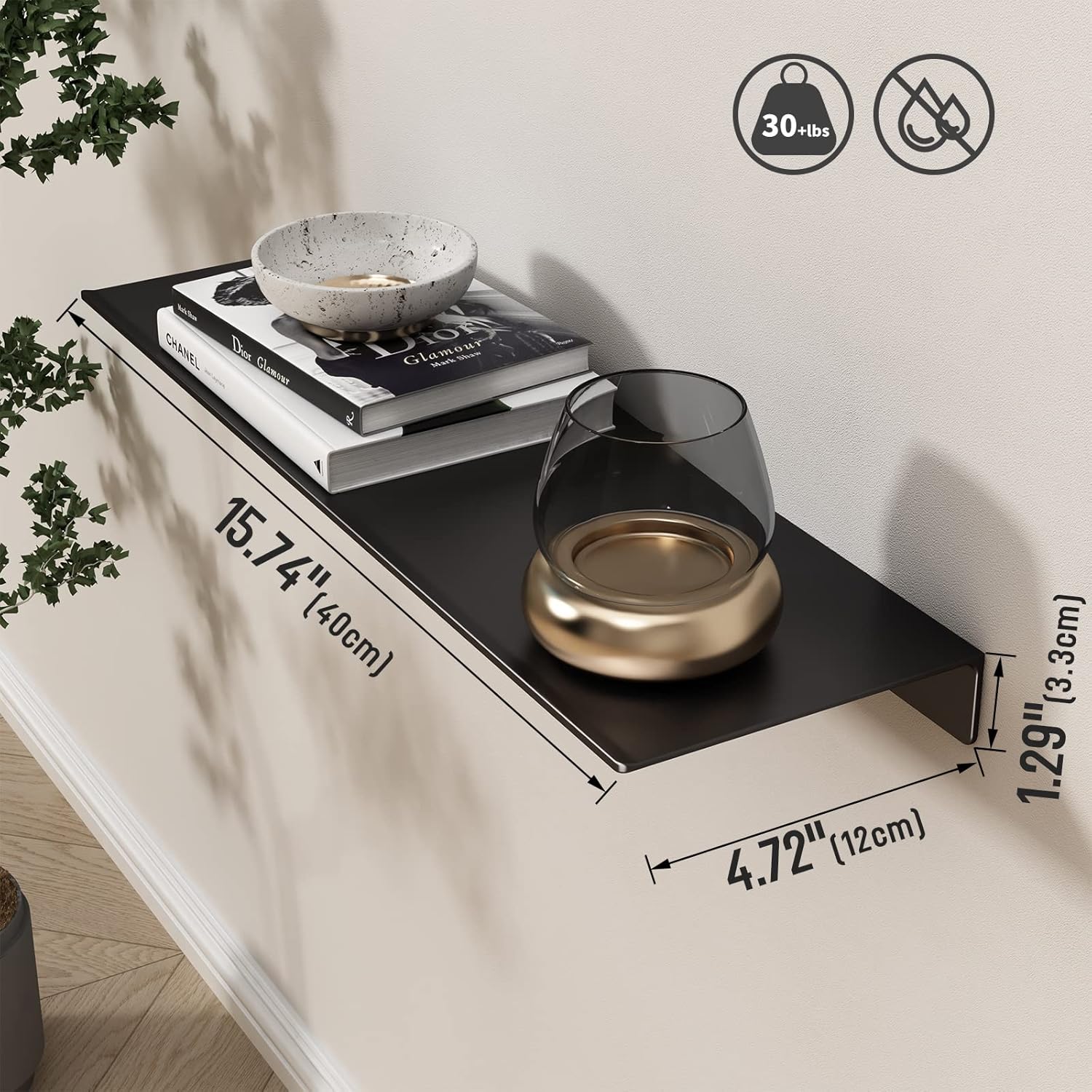 Danpoo Black Floating Shelves Wall Storage 2PCS