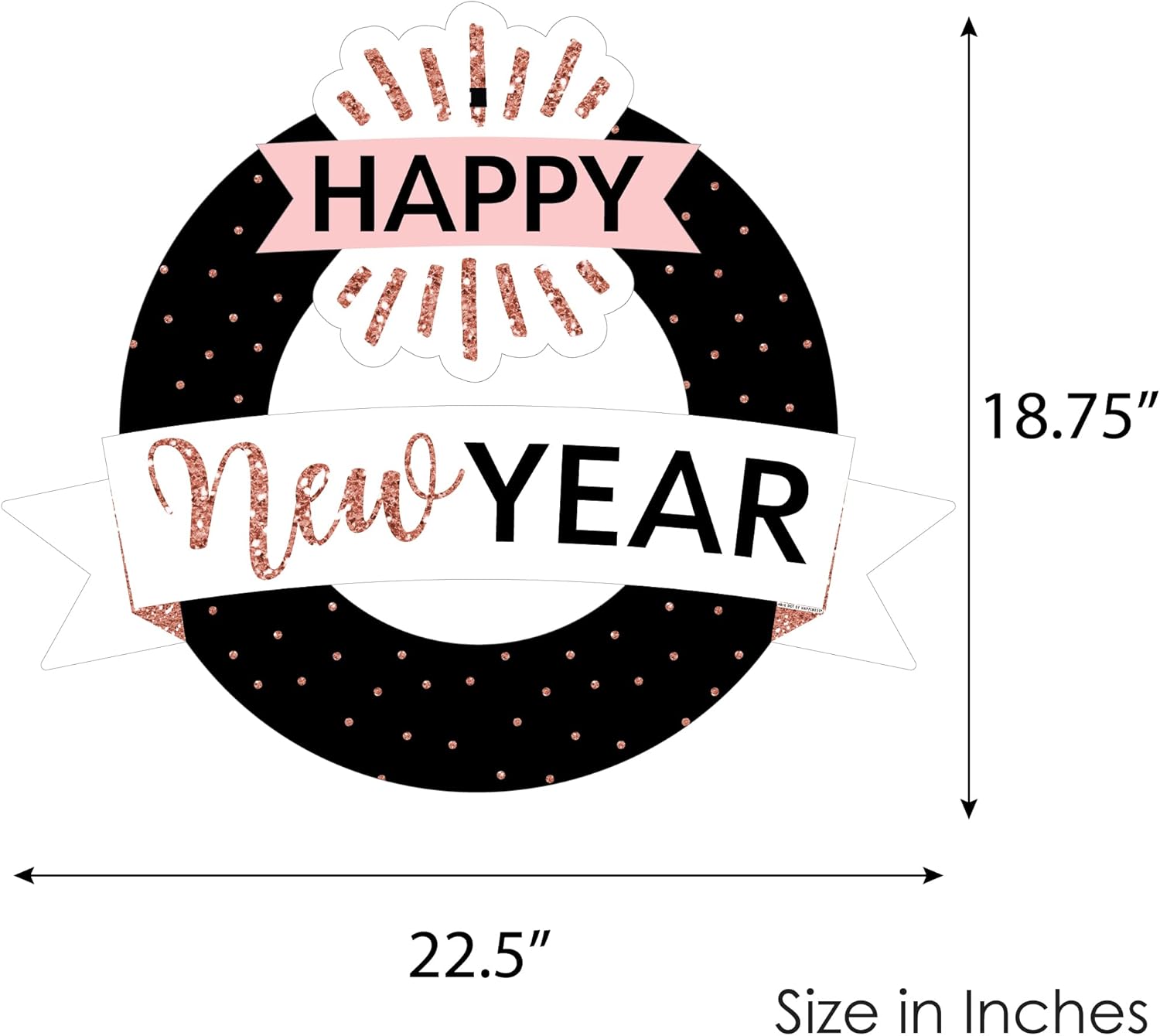 Rose Gold Happy New Year Front Door Wreath