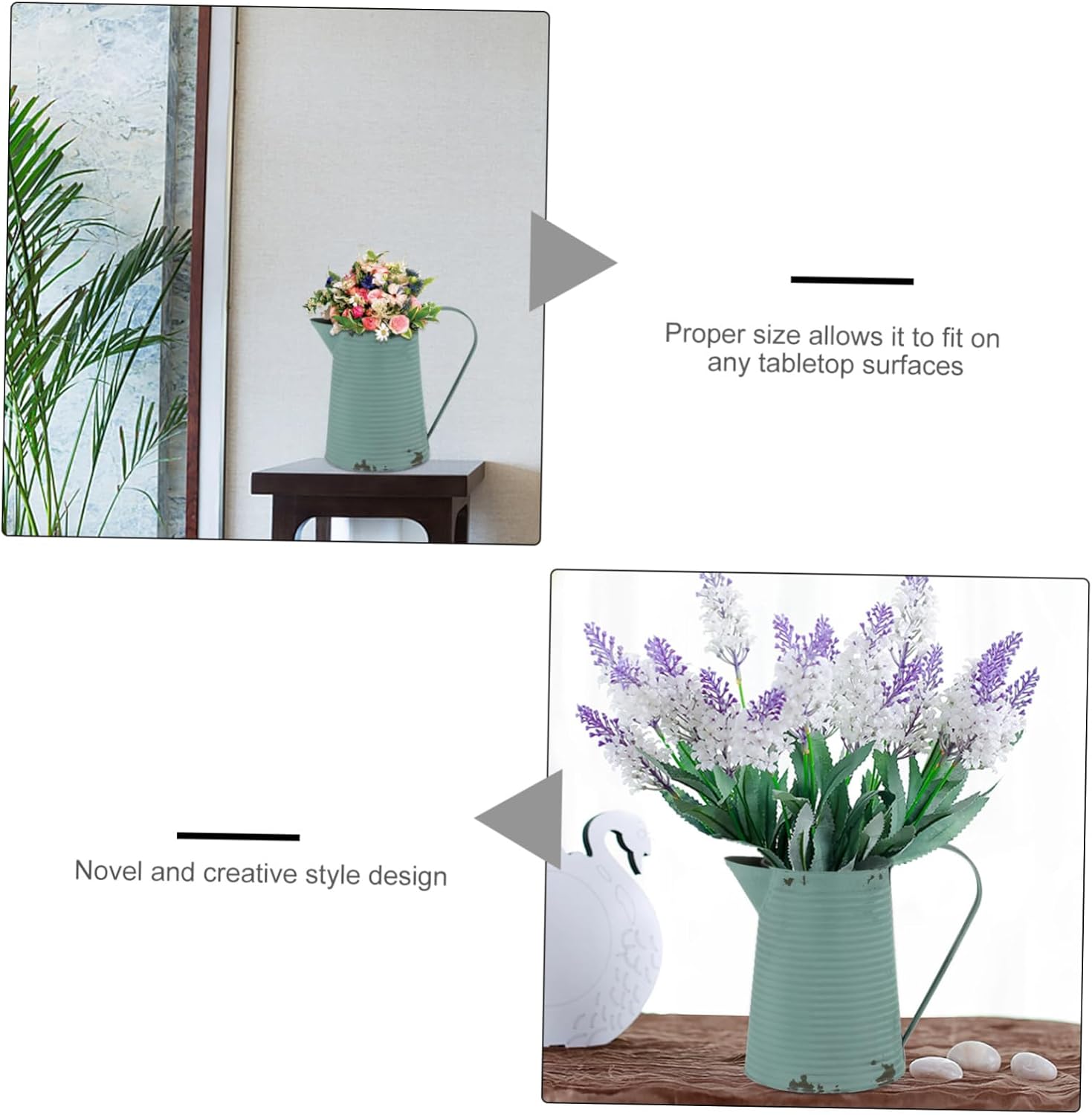 Antique Flower Vase Iron Decor Pitcher for Home