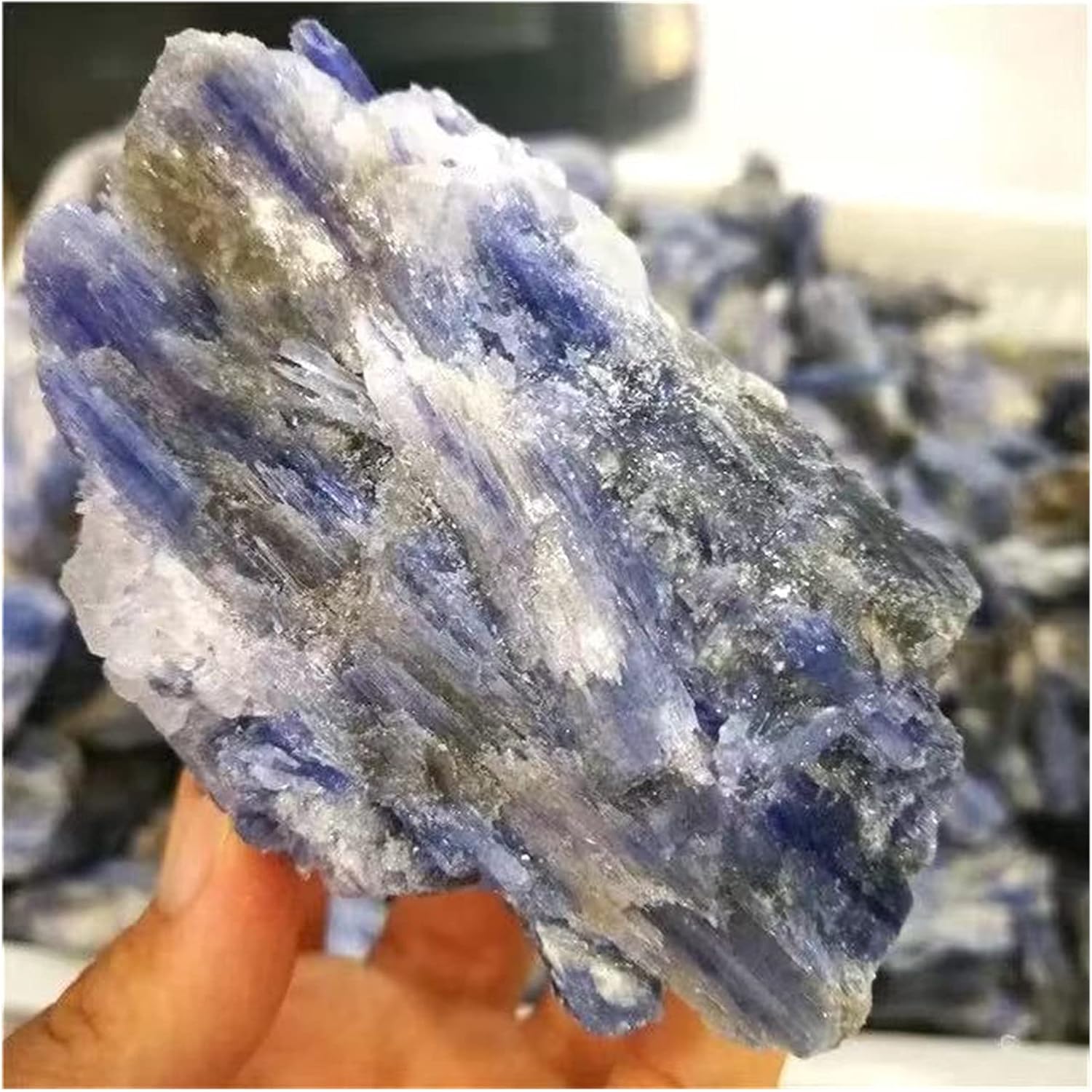 FIDEMM Natural Cyanite Quartz Crystal Cluster Rough Stone for Decoration