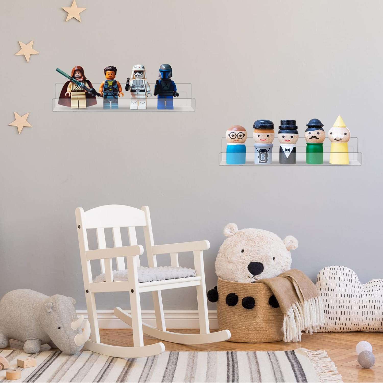 Blulu 16 Packs 14 Inch Acrylic Floating Shelf for Home Decor