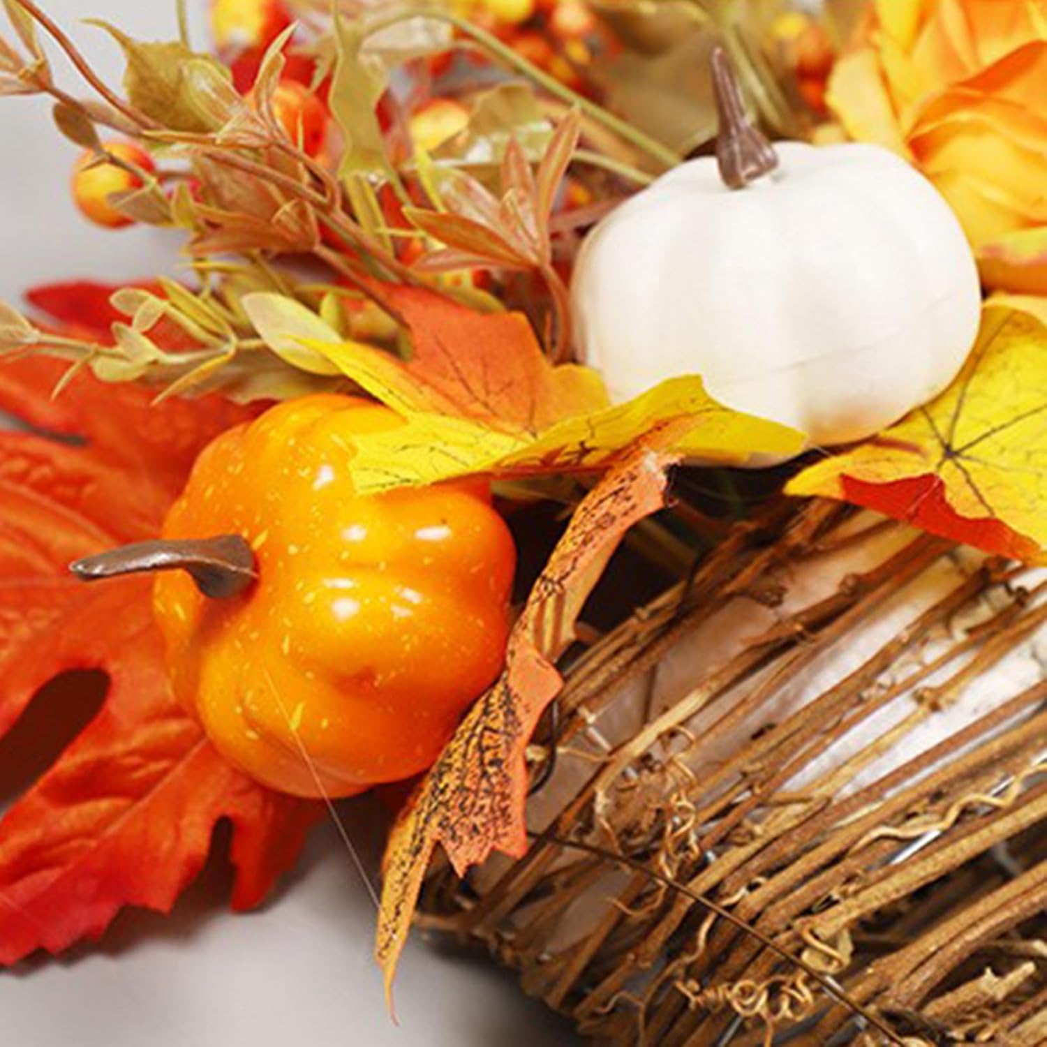 Fall Door Wreath with Peony and Pumpkin Decor
