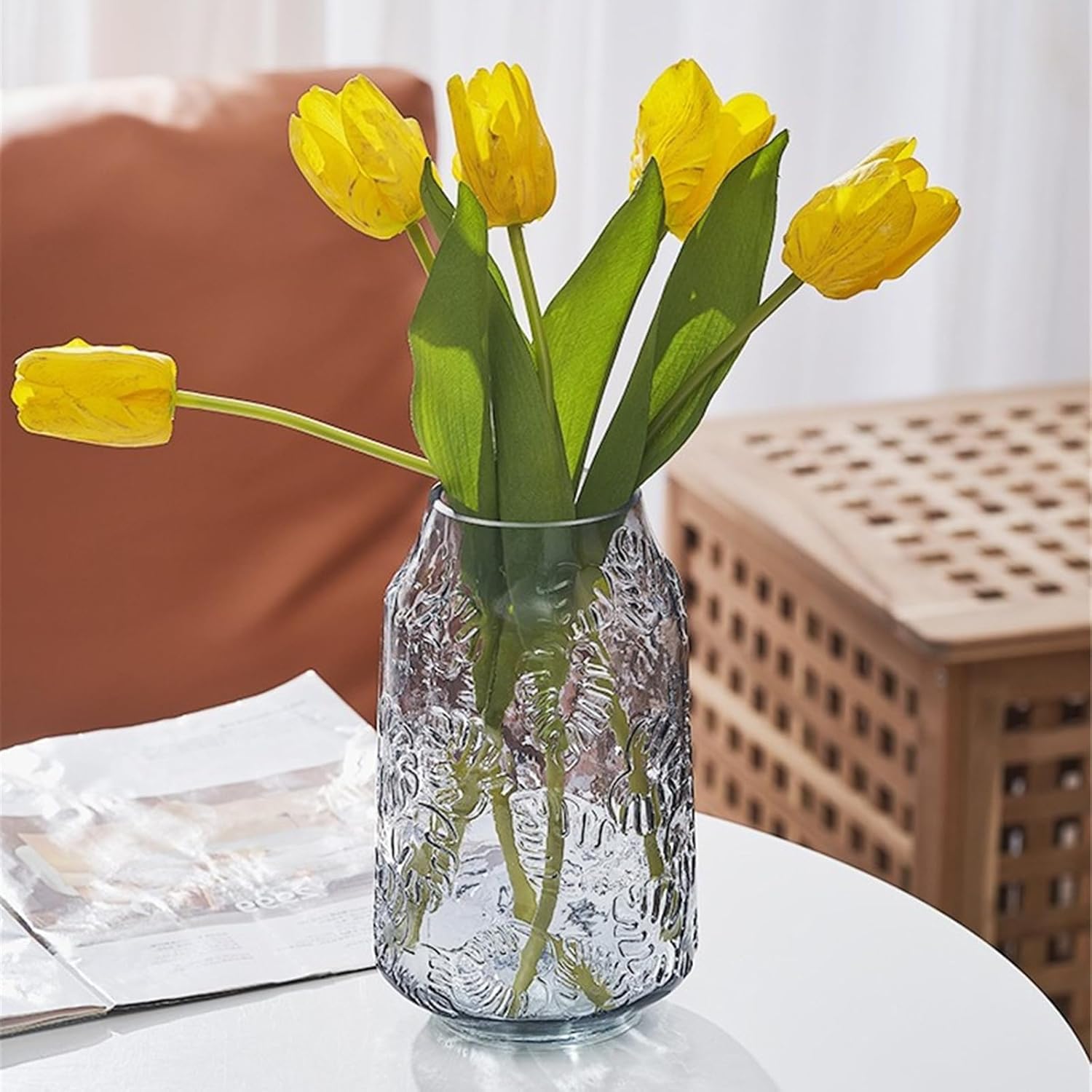 Elegant Gray Glass Vase for Flowers and Decor