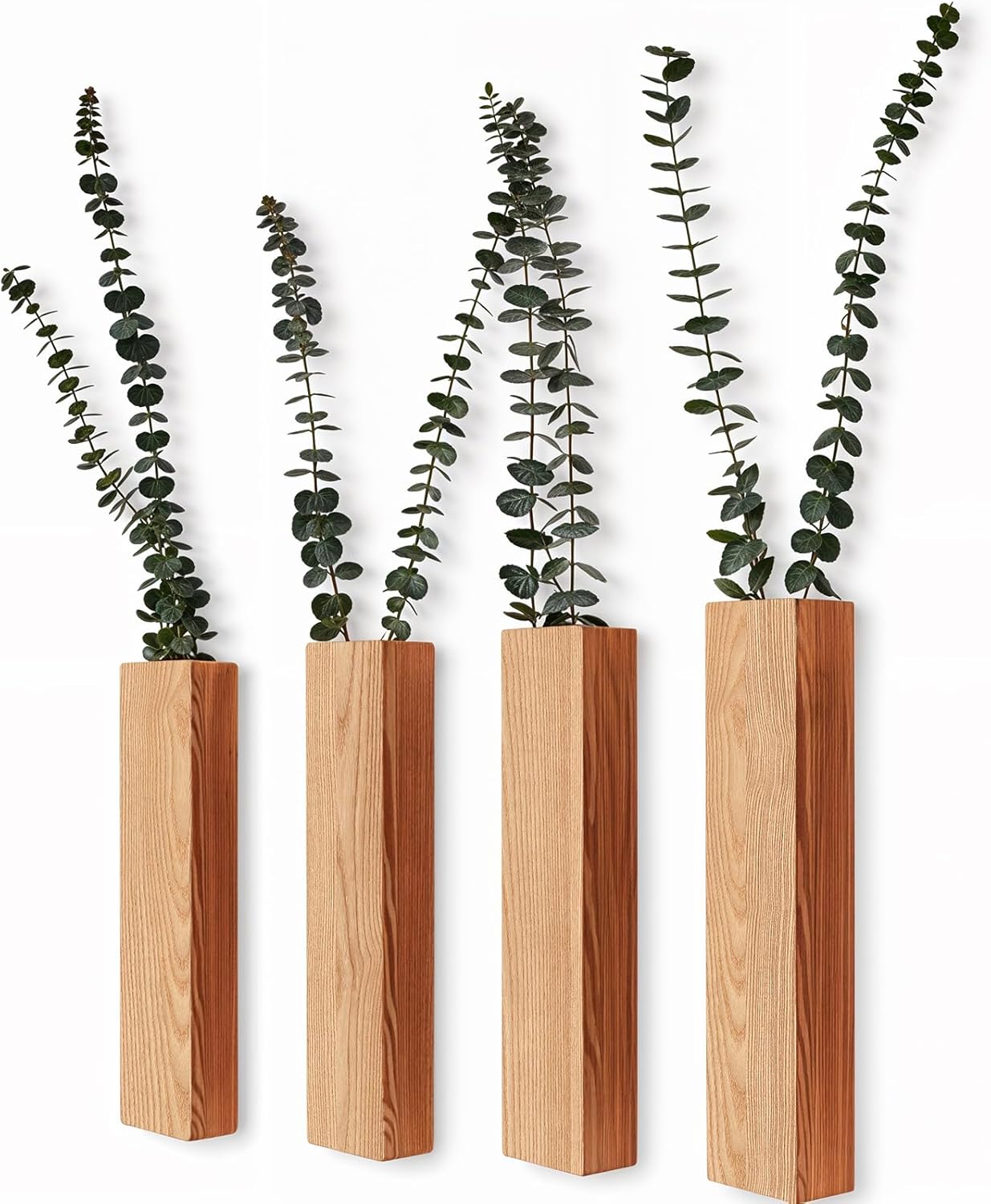 4 Pack Wood Wall Decors for Indoor Plants and Dried Flowers