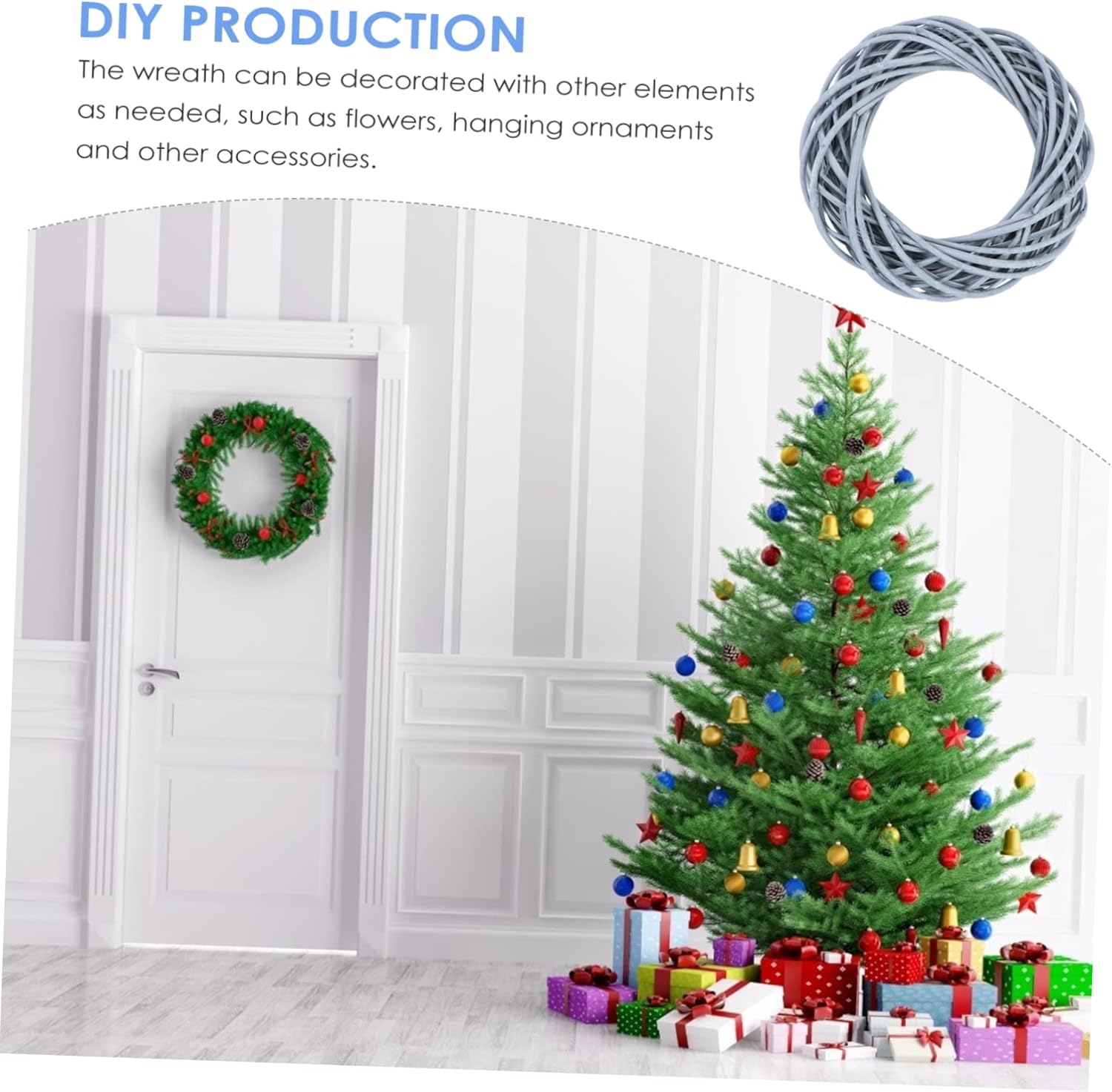 Gogogmee Willow Wreath DIY Rattan Garland Door Decor