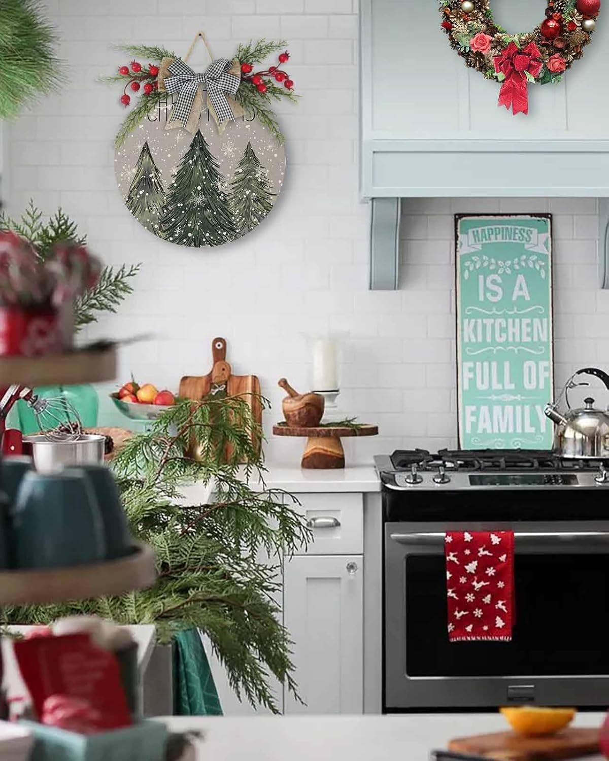 LooPoP Christmas Wreath Welcome Sign Door Decor