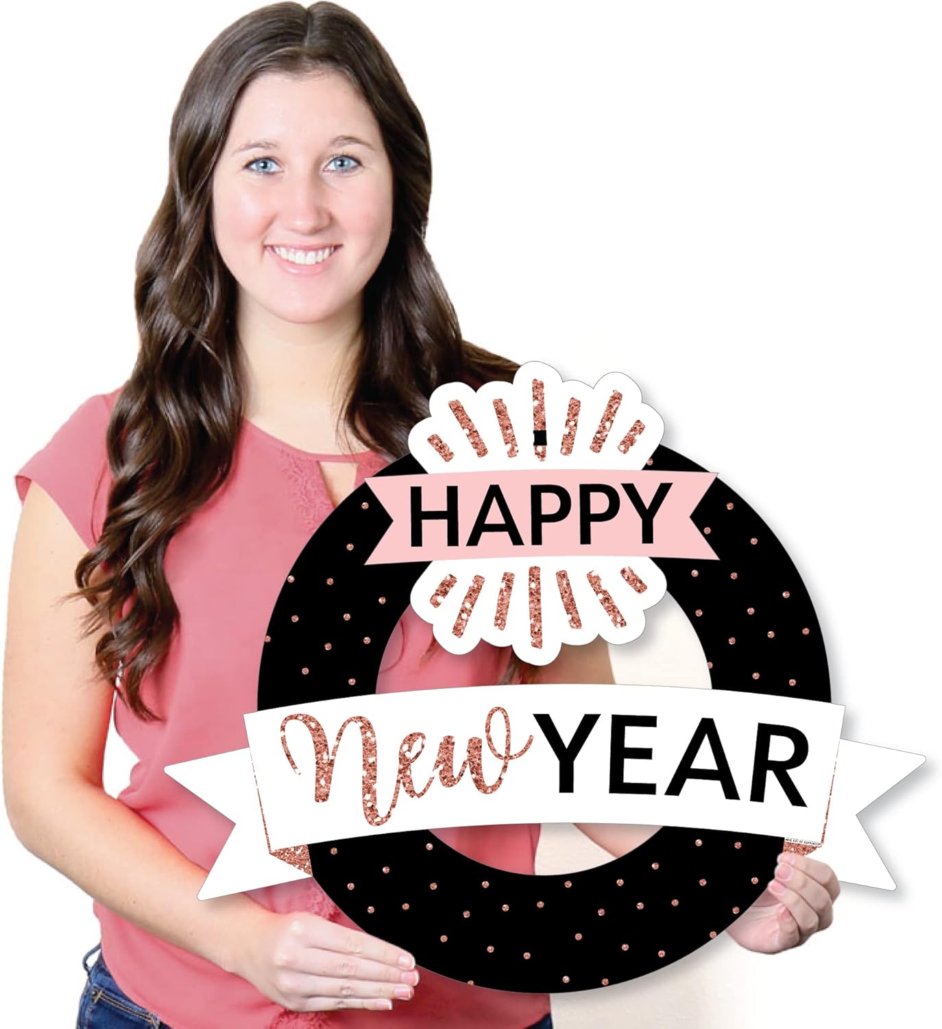 Rose Gold Happy New Year Front Door Wreath