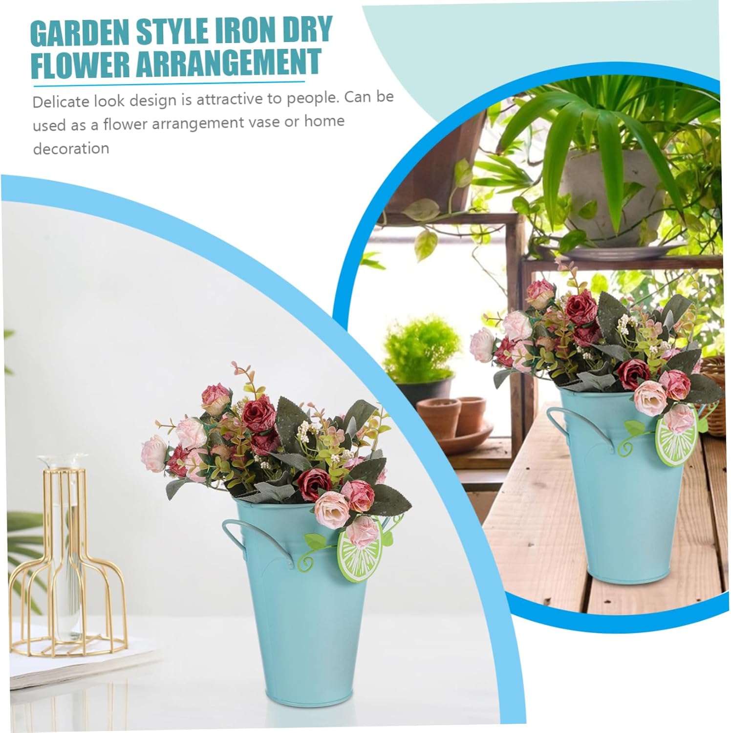 CIMAXIC 1pc Floral Vase Rustic Home Decor Iron Vase