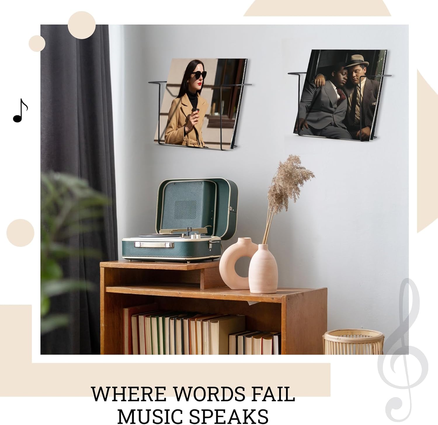 4 Pcs Vinyl Record Wall Shelf Mount Floating Metal Storage Racks for 12 Inch Records