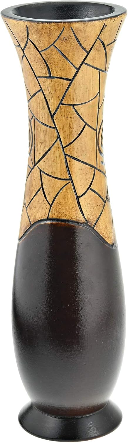 AeraVida Handcarved Wooden Spiral Accent Vase