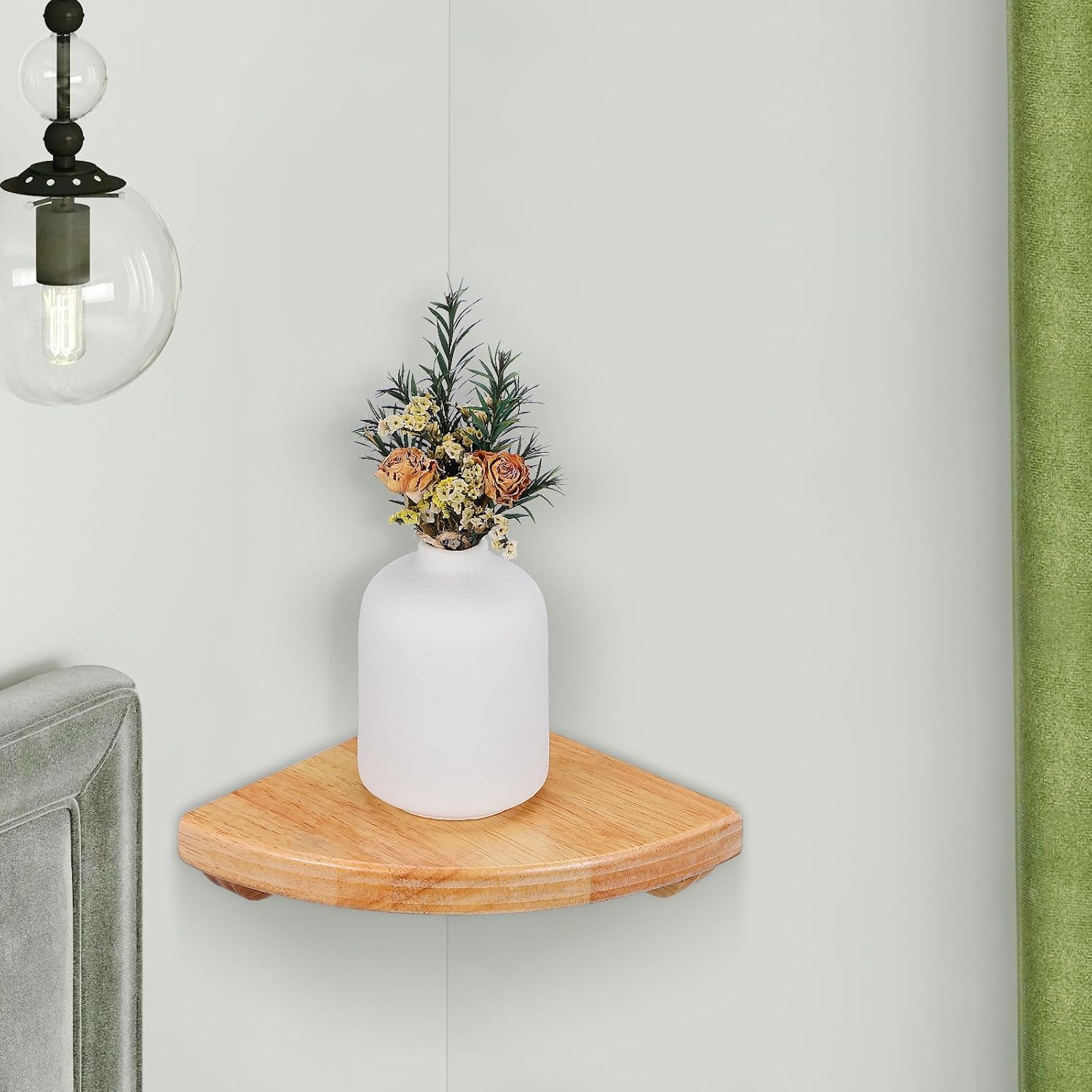 Alipis Corner Shelf Wall Mounted Wooden Floating Storage Shelf for Bedroom Living Room Kitchen Hotel