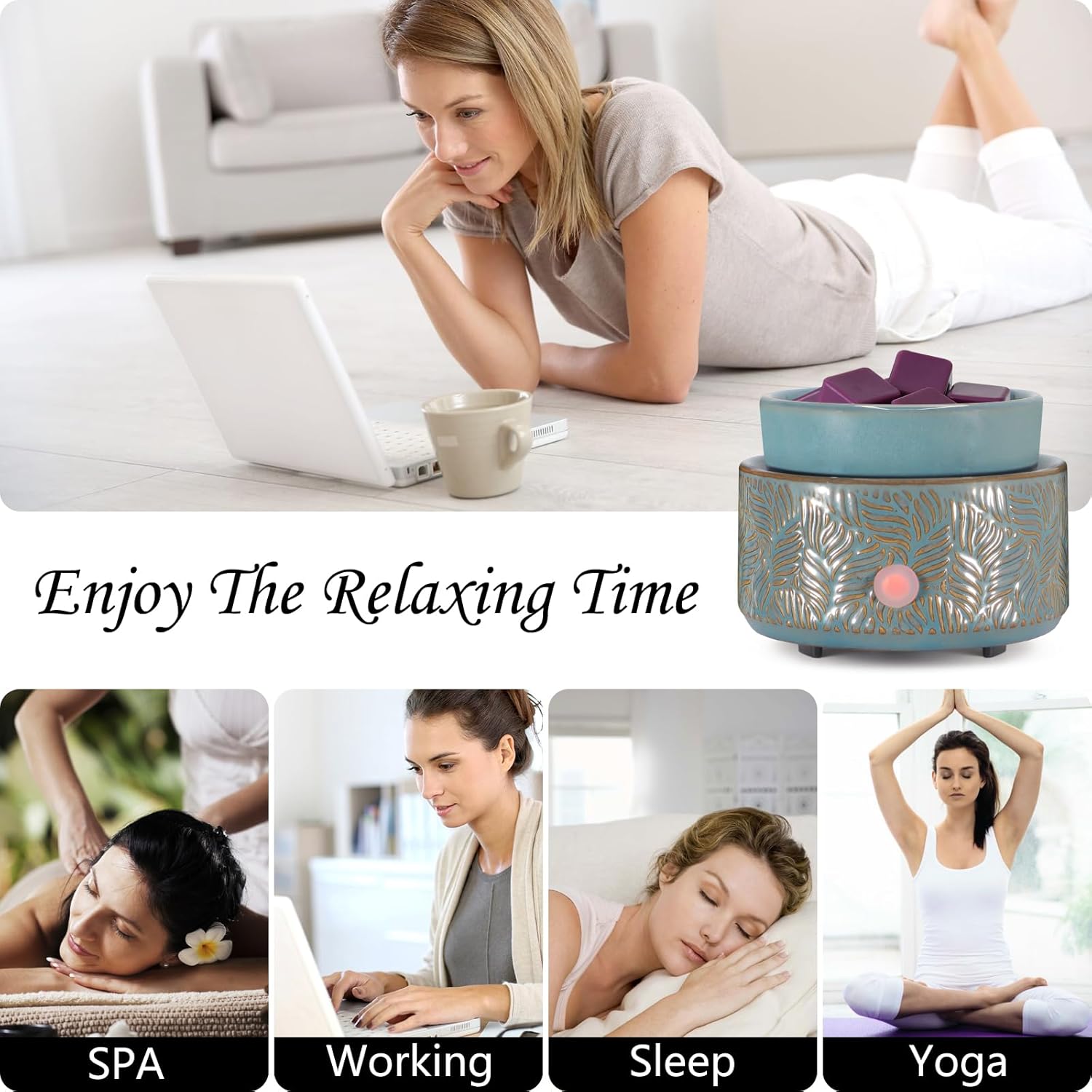 Electric Wax Melt Warmer 4-in-1 Ceramic Scented Candle Decor for Home Office Bedroom