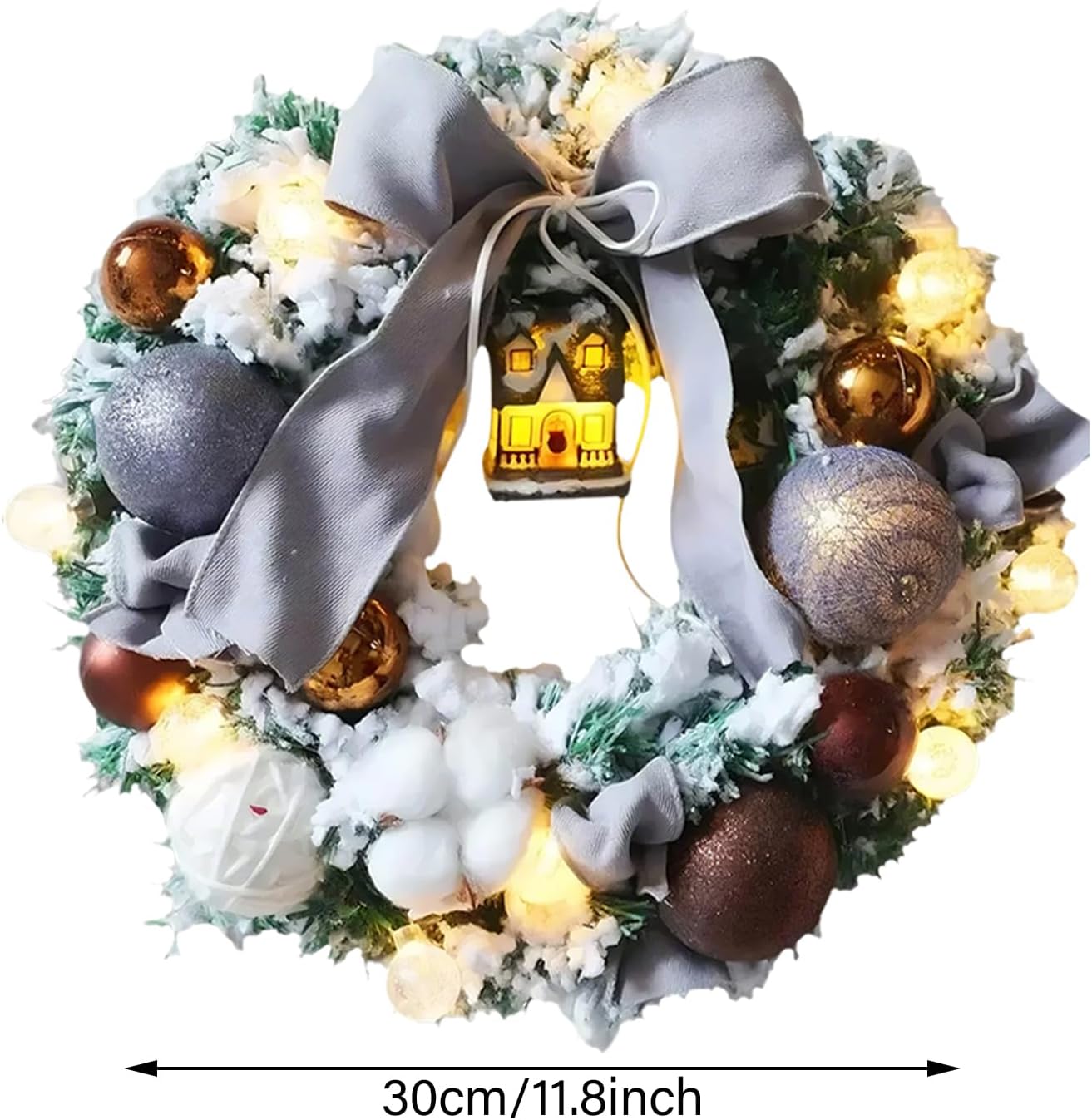 Front Door Wreath with Bow Tie Realistic Holiday Decor