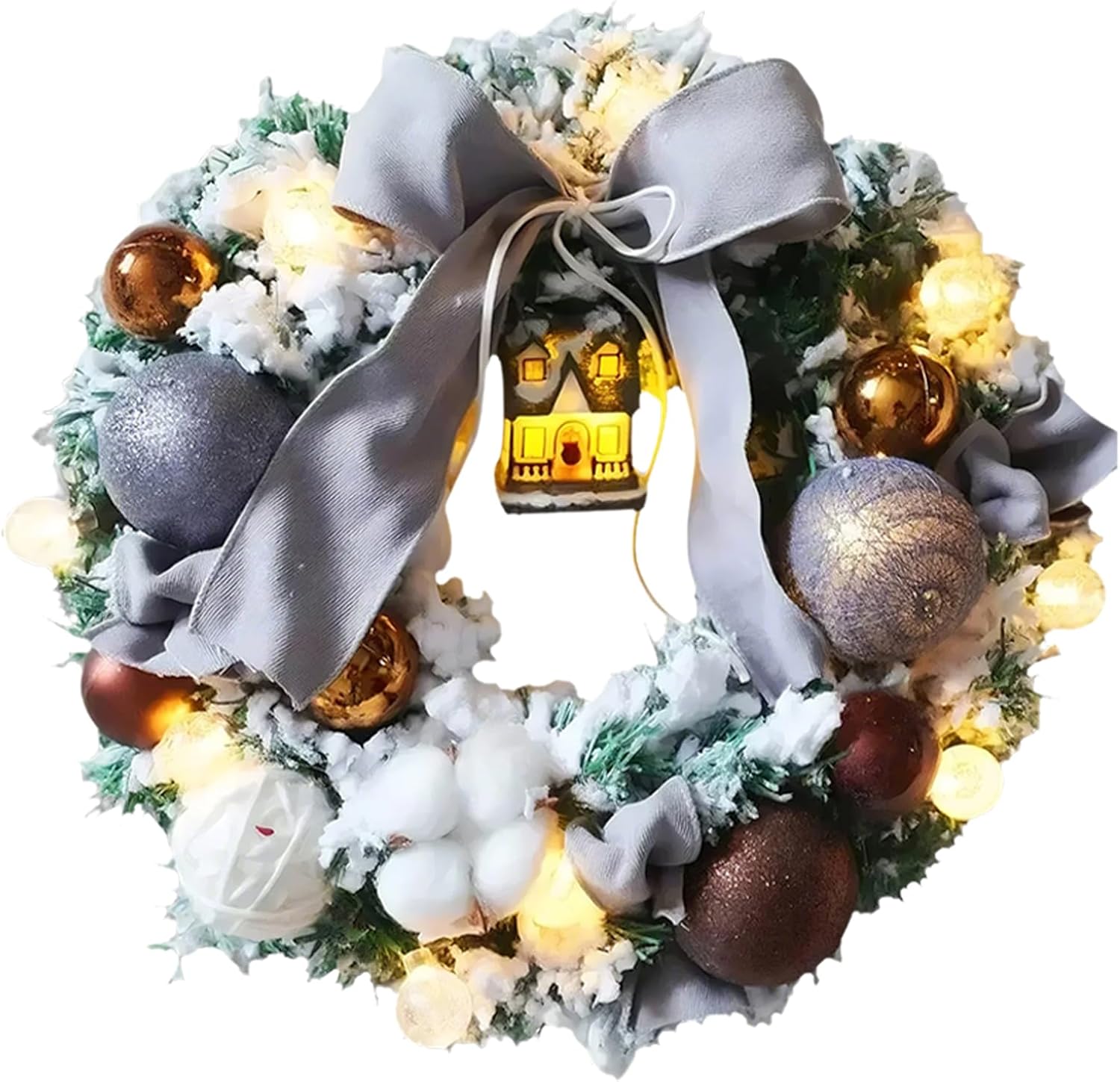 Front Door Wreath with Bow Tie Realistic Holiday Decor