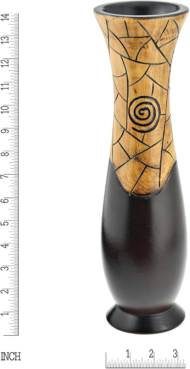 AeraVida Handcarved Wooden Spiral Accent Vase