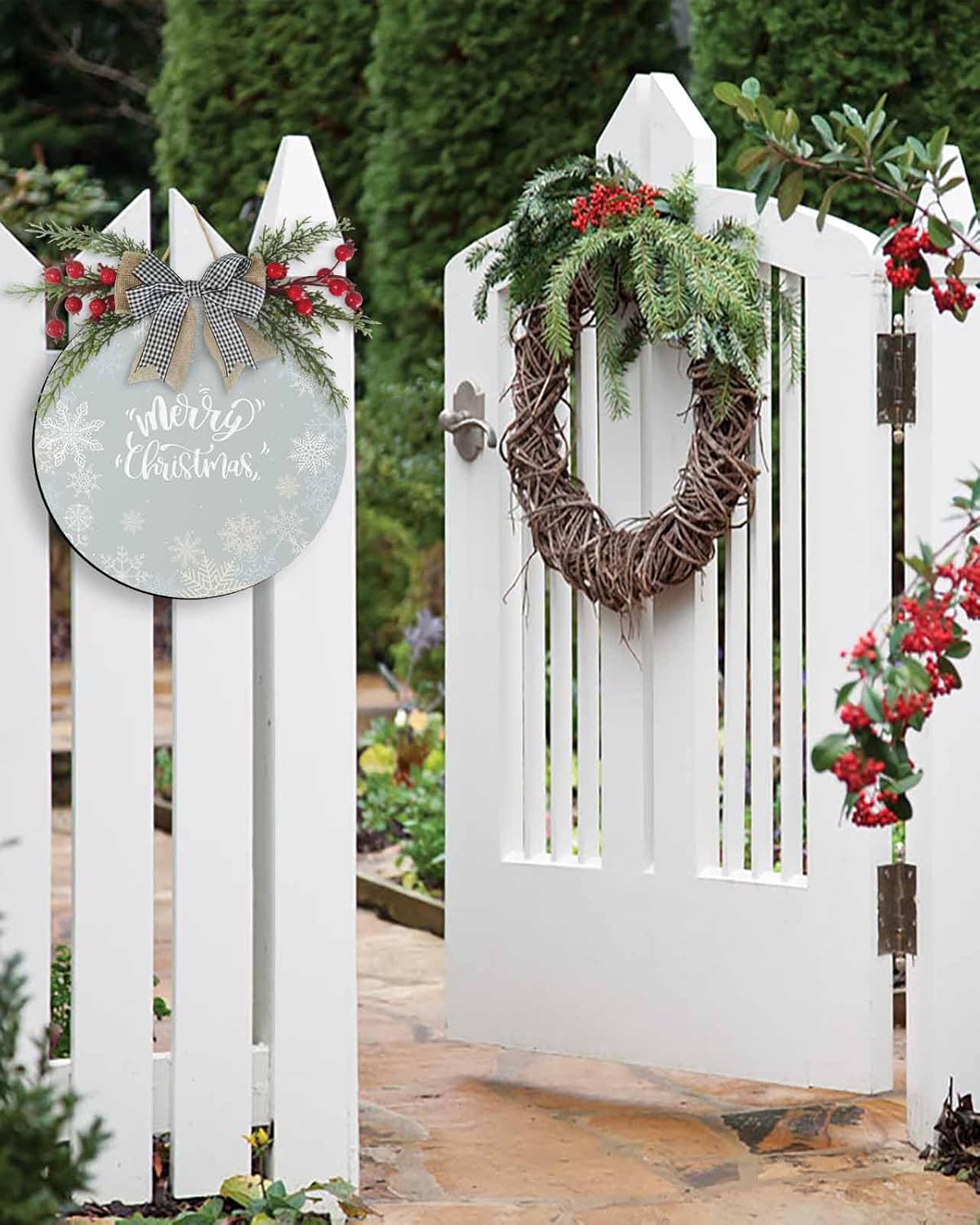 LooPoP Christmas Wreath Welcome Sign Wooden Decor