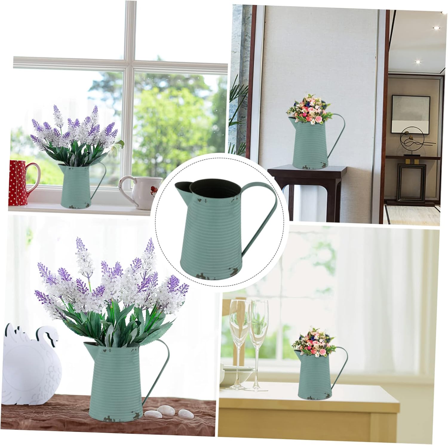 Vintage Iron Flowerpot Pitcher for Home Decor