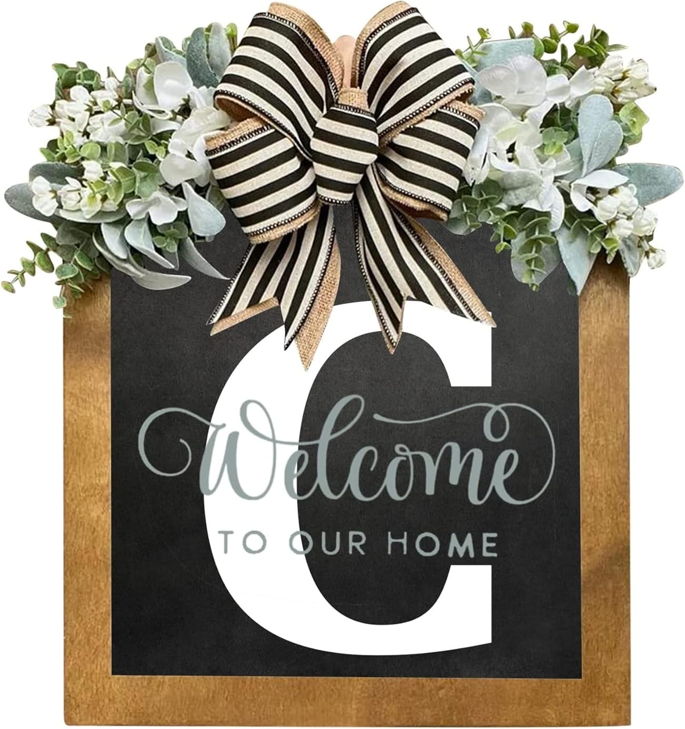 16 Inch Personalized Last Name Welcome Sign Outdoor Door Wreath Decor
