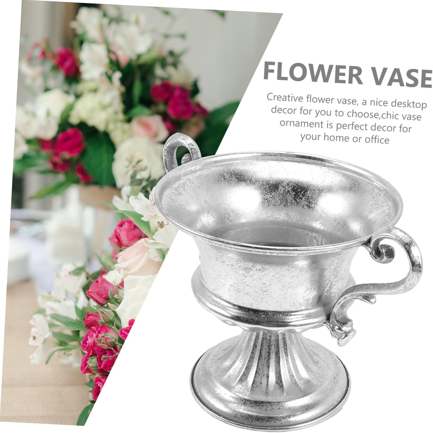Unique Surface Silver Vase Decor for Plant and Flowers