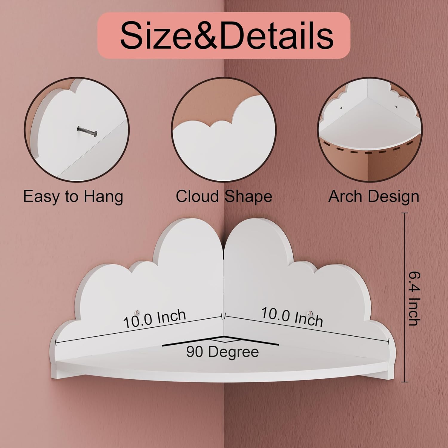 Cloud Floating Corner Shelves Set of 3 for Nursery
