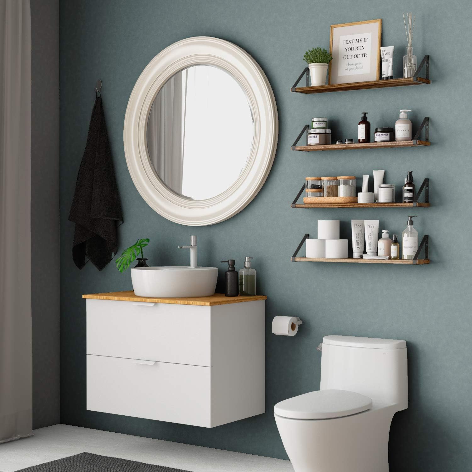 Wallniture Ponza Wood Floating Shelves Set of 4