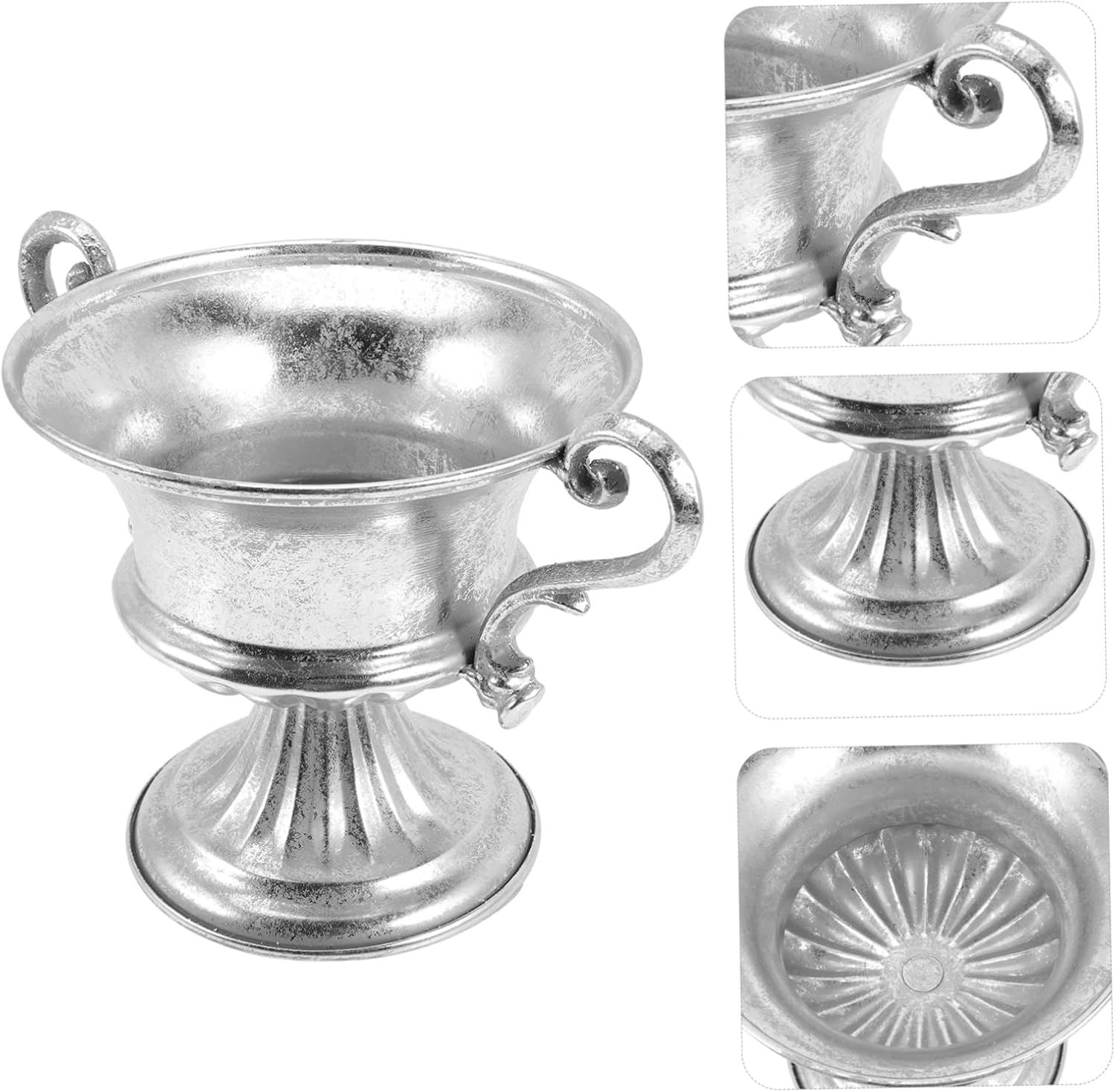 Vintage Silver Footed Vase Chinoiserie Design
