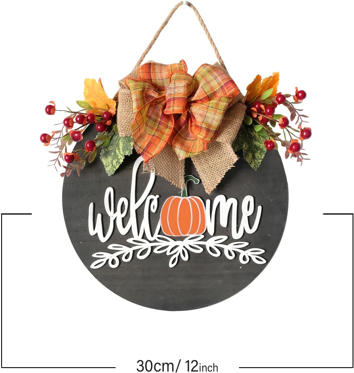 Idyllic Fall Wreath with Burlap Bow and Artificial Berries