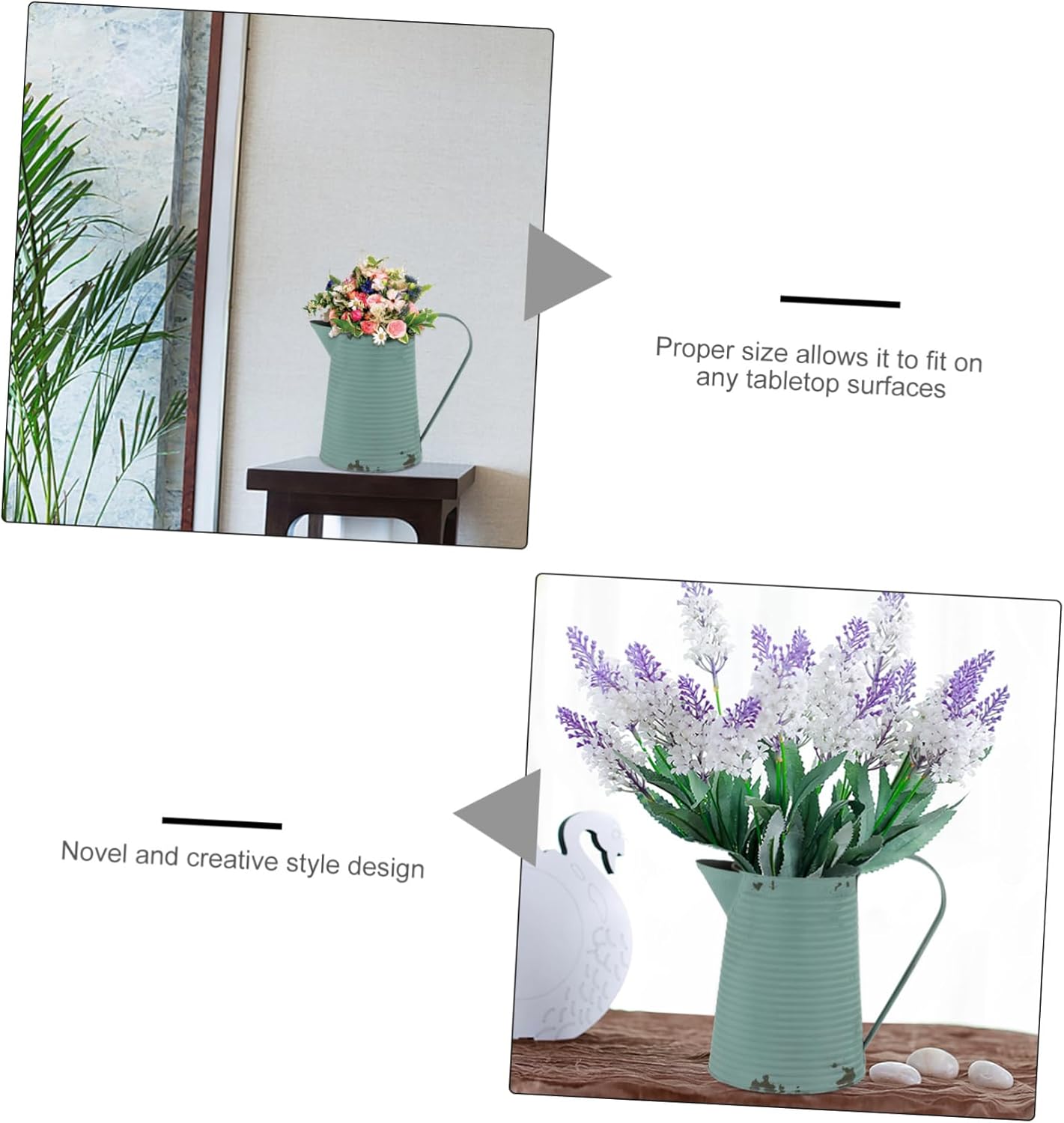 Vintage Iron Flower Pot Handle Rustic Decorative Planter for Home and Garden