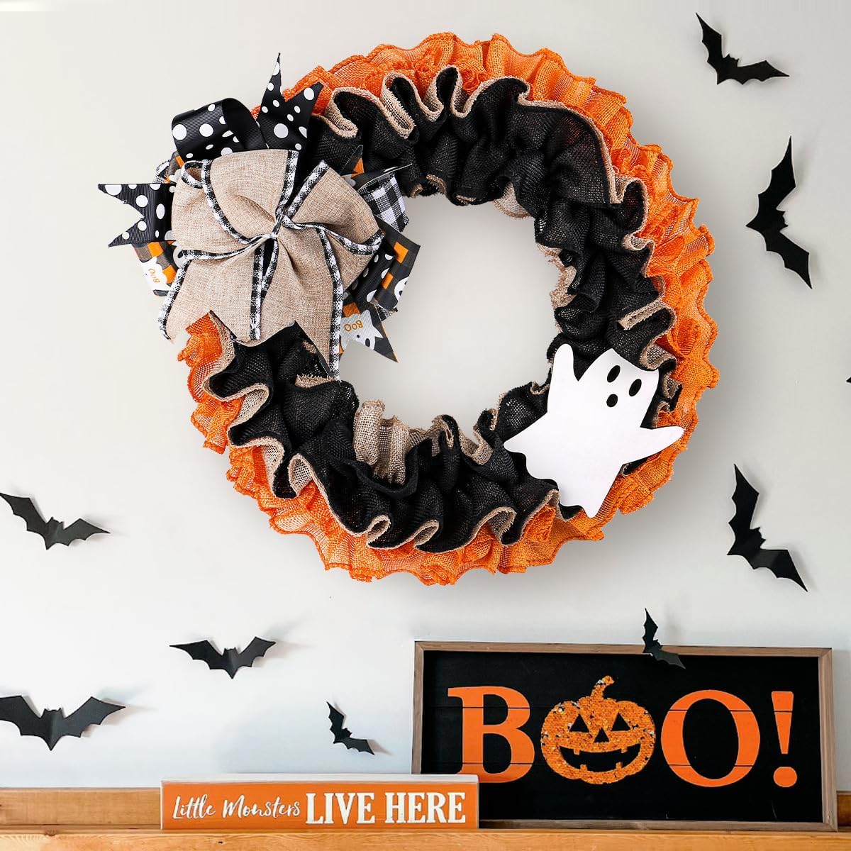 Vimoocla Halloween Boo Ghost Wreath for Front Door