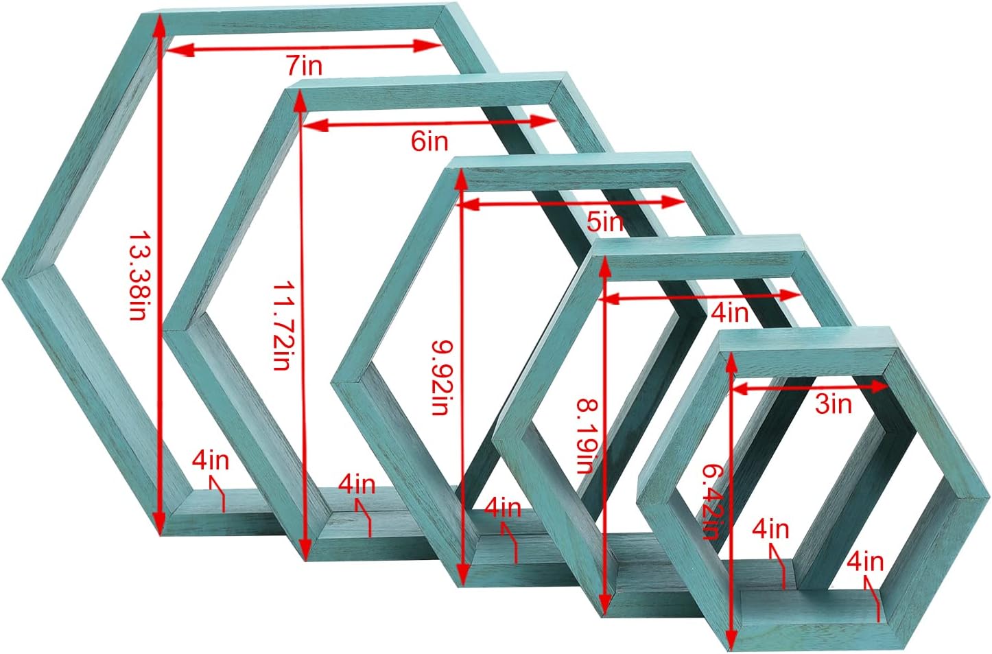 PHOENANCEE Hexagon Floating Shelves Set of 5