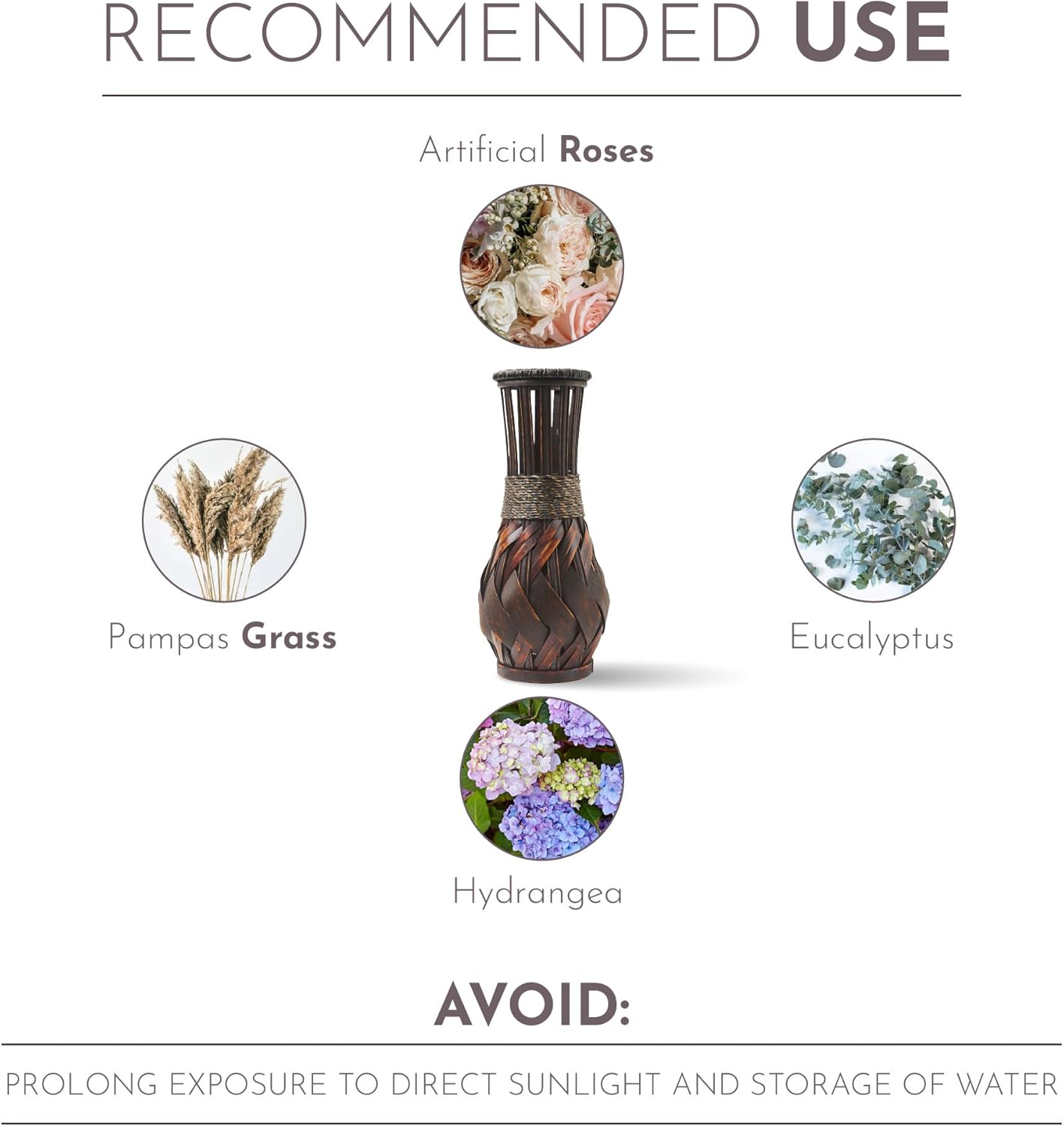 Eco-Friendly Bamboo Floor Vase - 142 Inch Handmade Decorative Vase