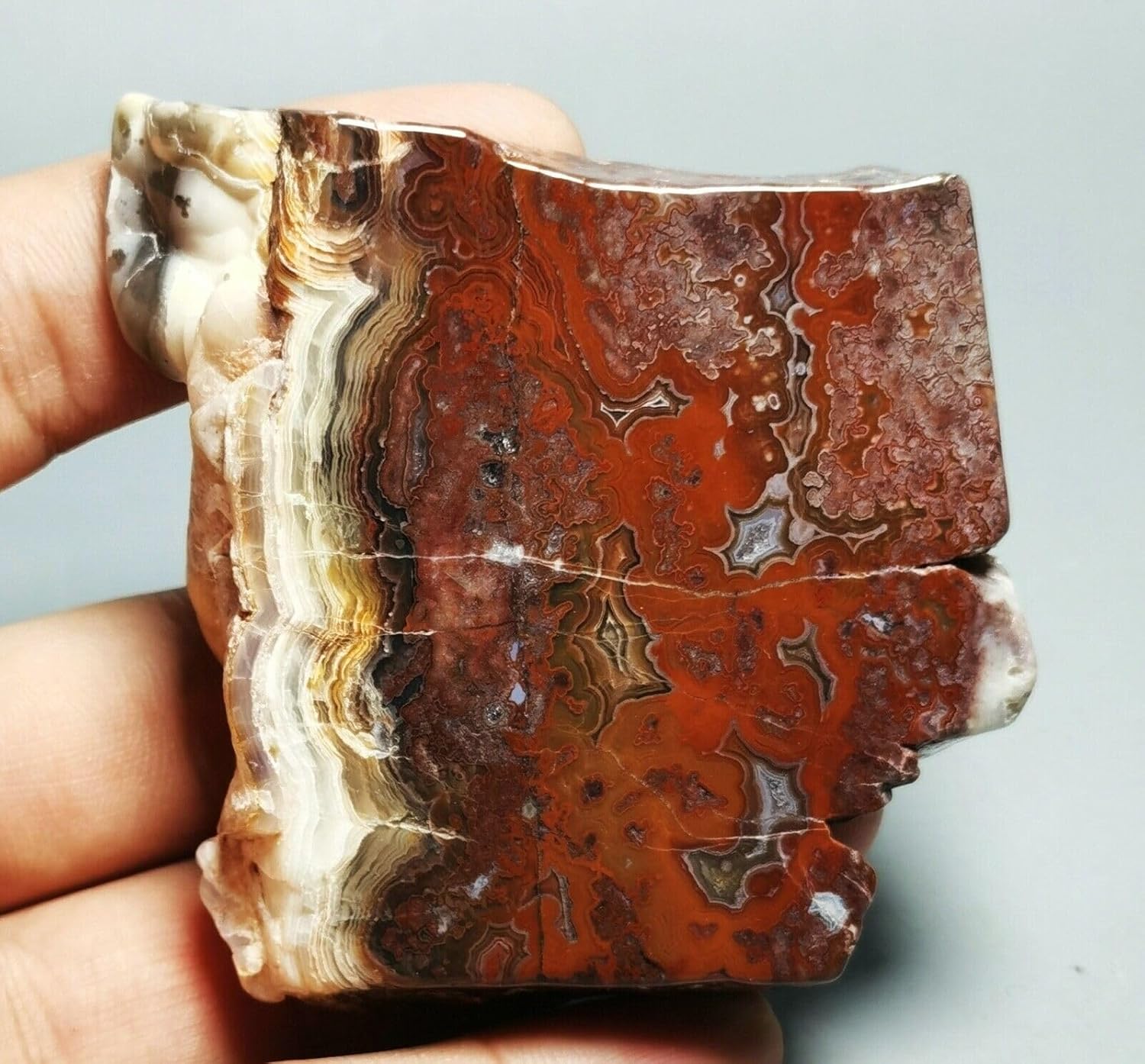 Mexican Lace Agate Crystal Display Slab Reiki Stone