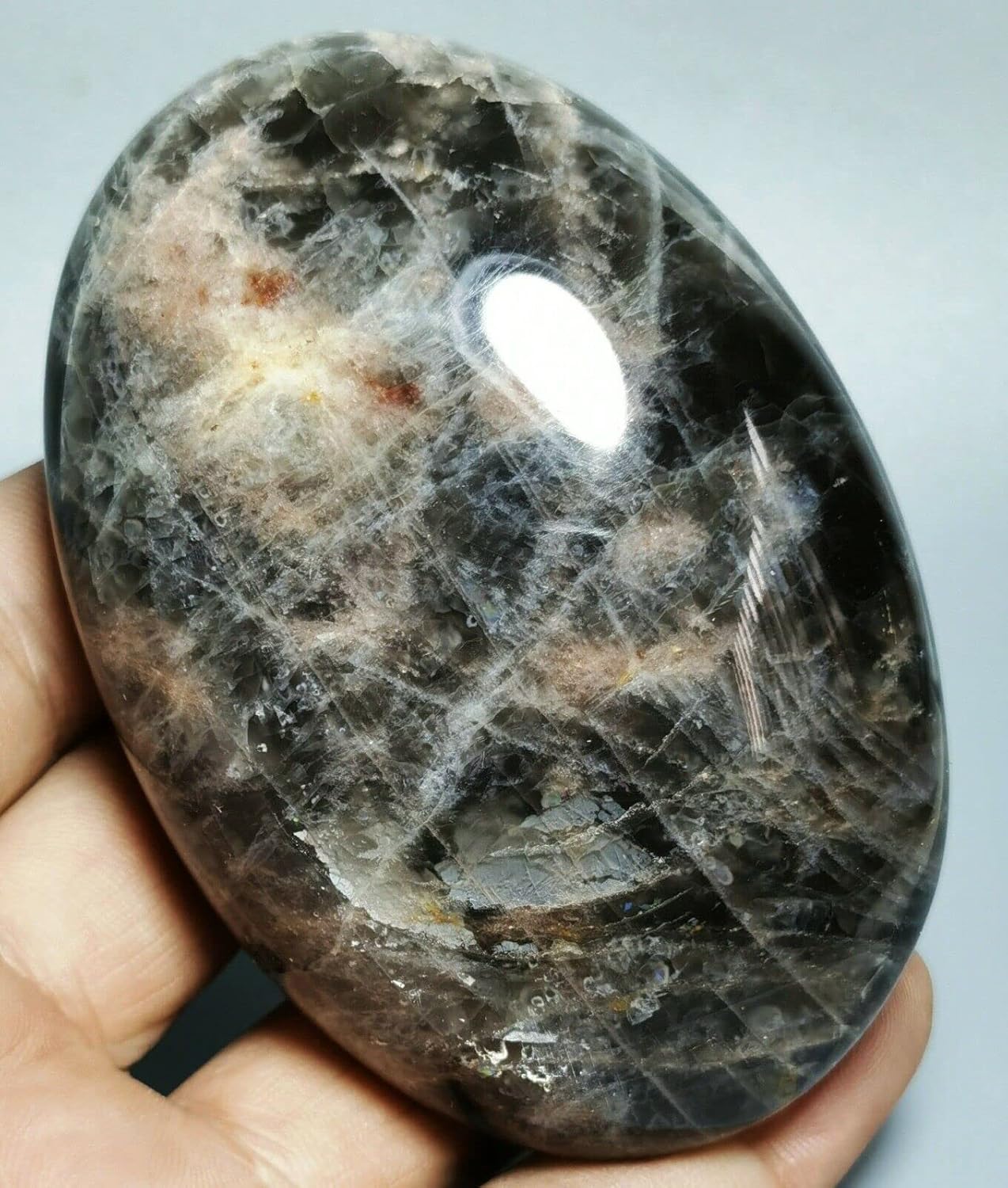 Orbicular Black Moonstones Reiki Stone Druzy Slab