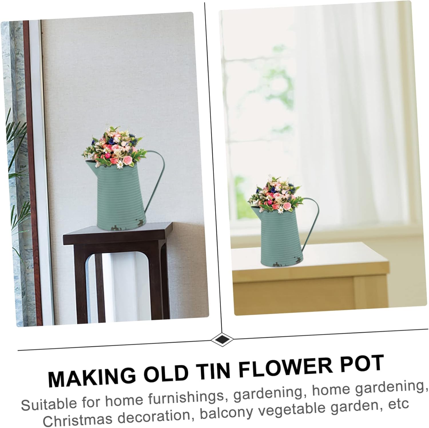 Vintage Iron Flowerpot Pitcher for Home Decor