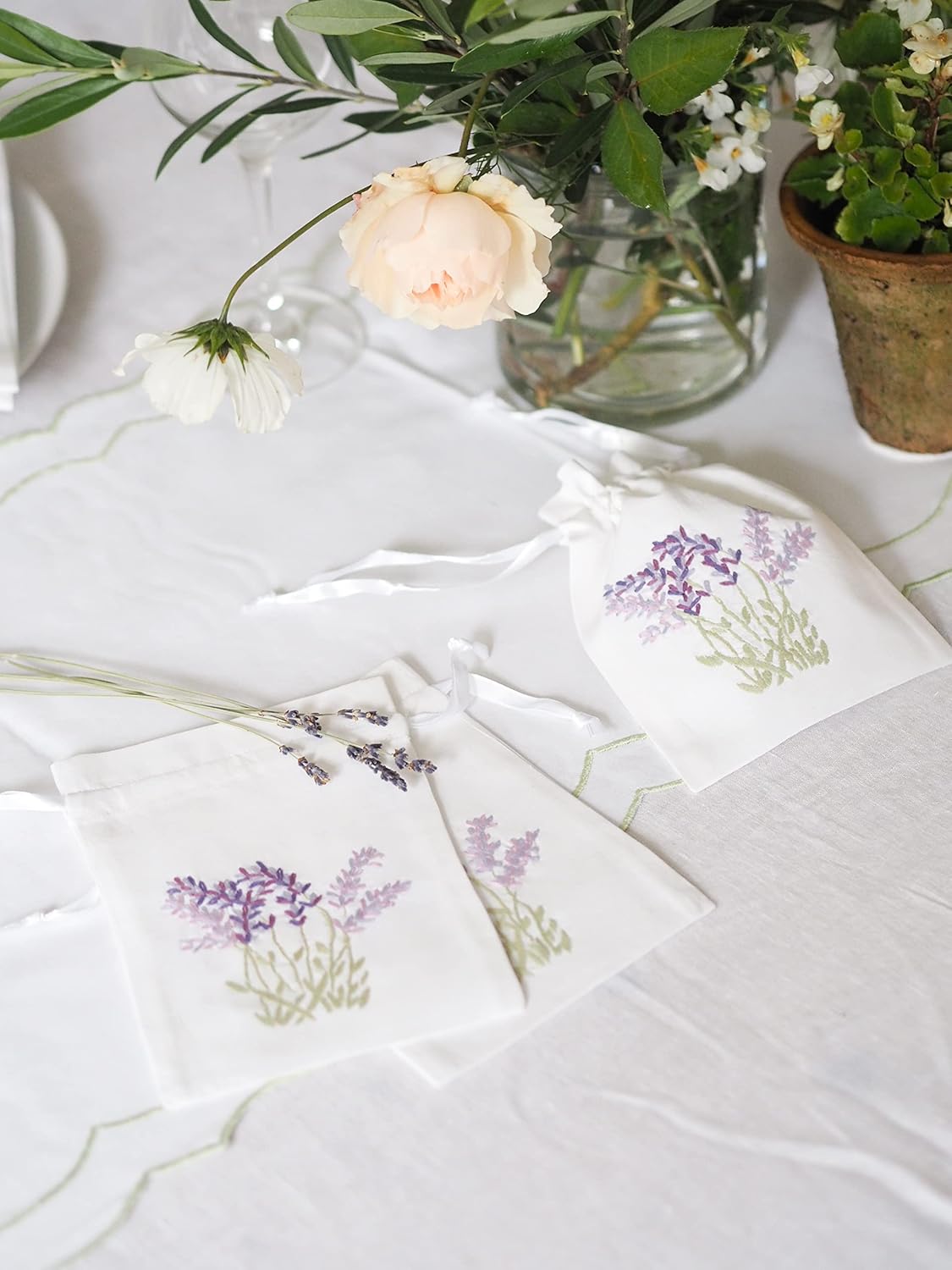 Woven Stories Set of 4 Handstitched Lavender Embroidered Sachets