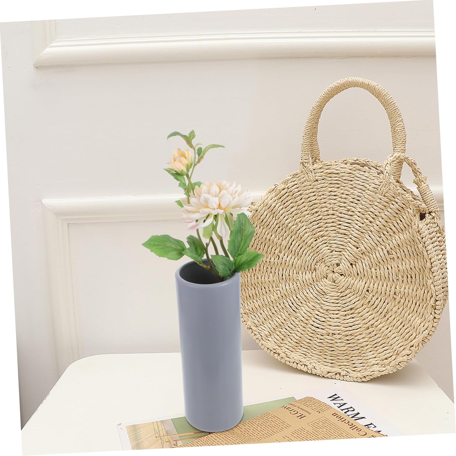 Cabilock Black Flower Vase Ceramic Planter for Dried Flowers and Plant Lovers