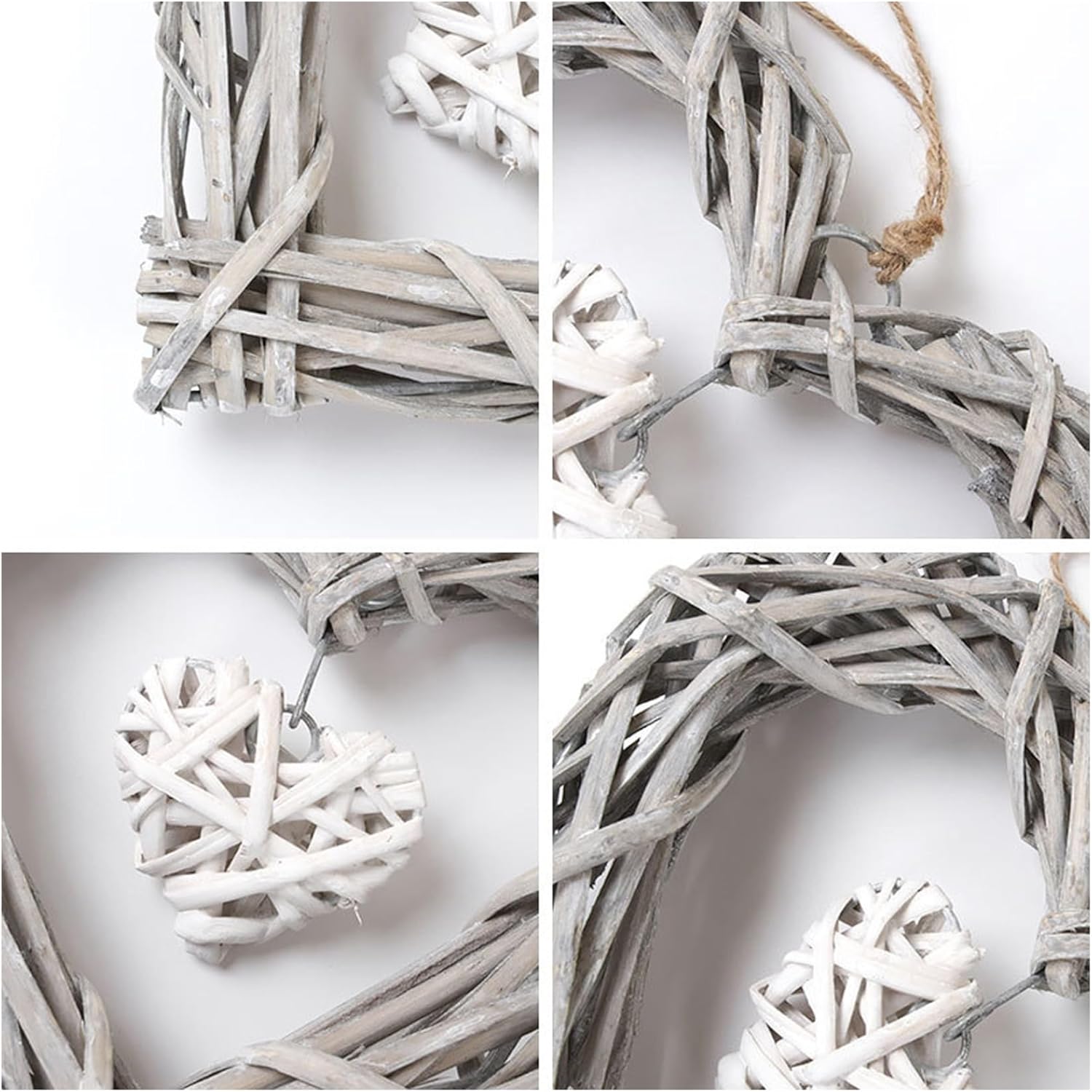 CUCUFA Wicker Heart Wreath 2Pcs Wall Decor