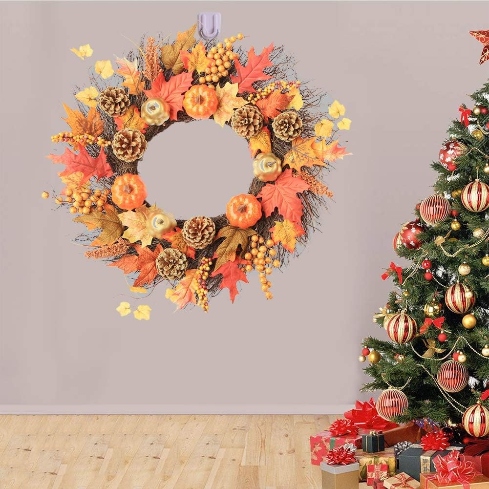 Door Hanger Artificial Maple Leaves Wreath 60CM Autumn Decor