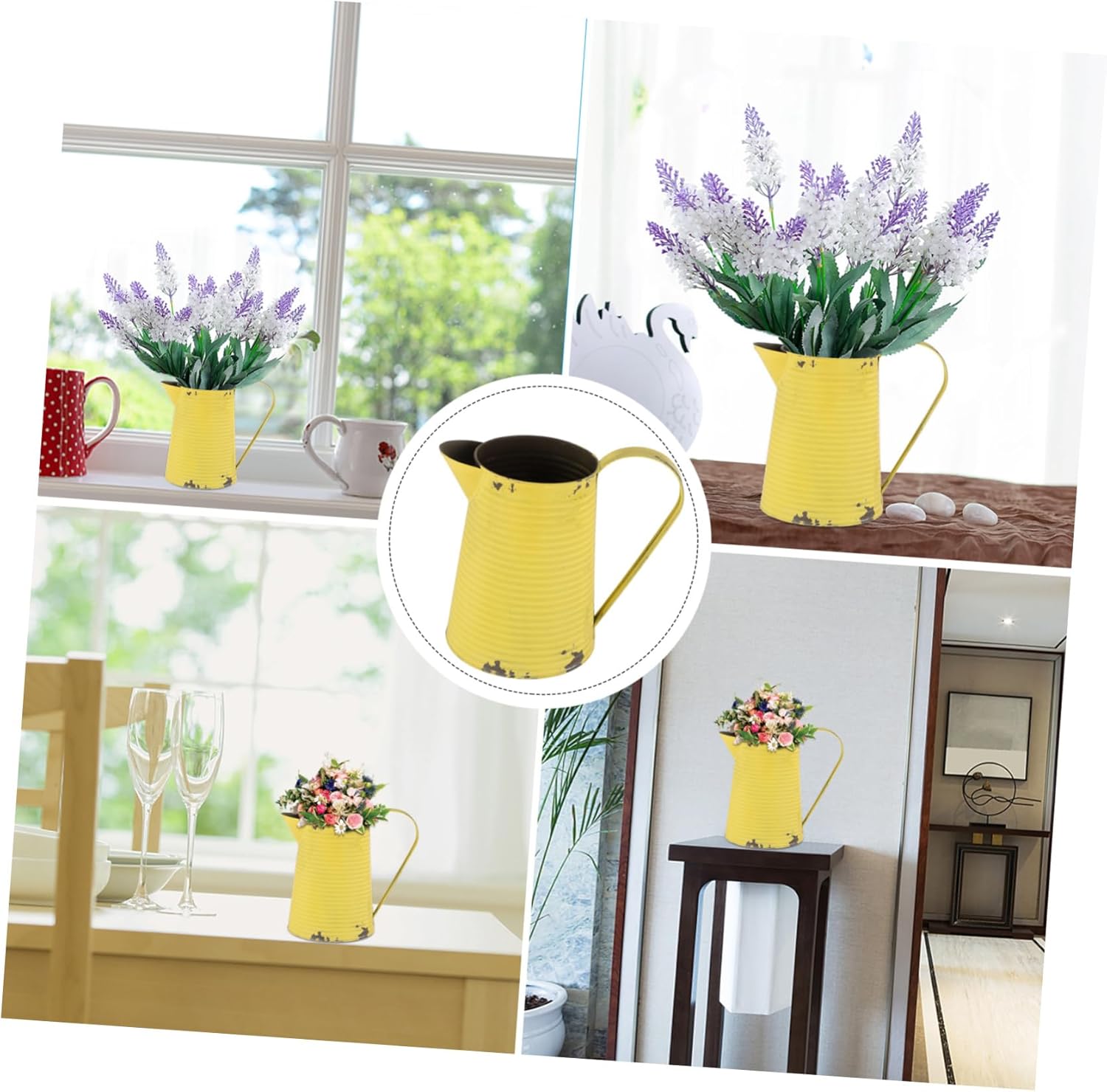 Balacoo Vintage Iron Flower Vase Rustic Metal Pitcher Pot for Home Decor