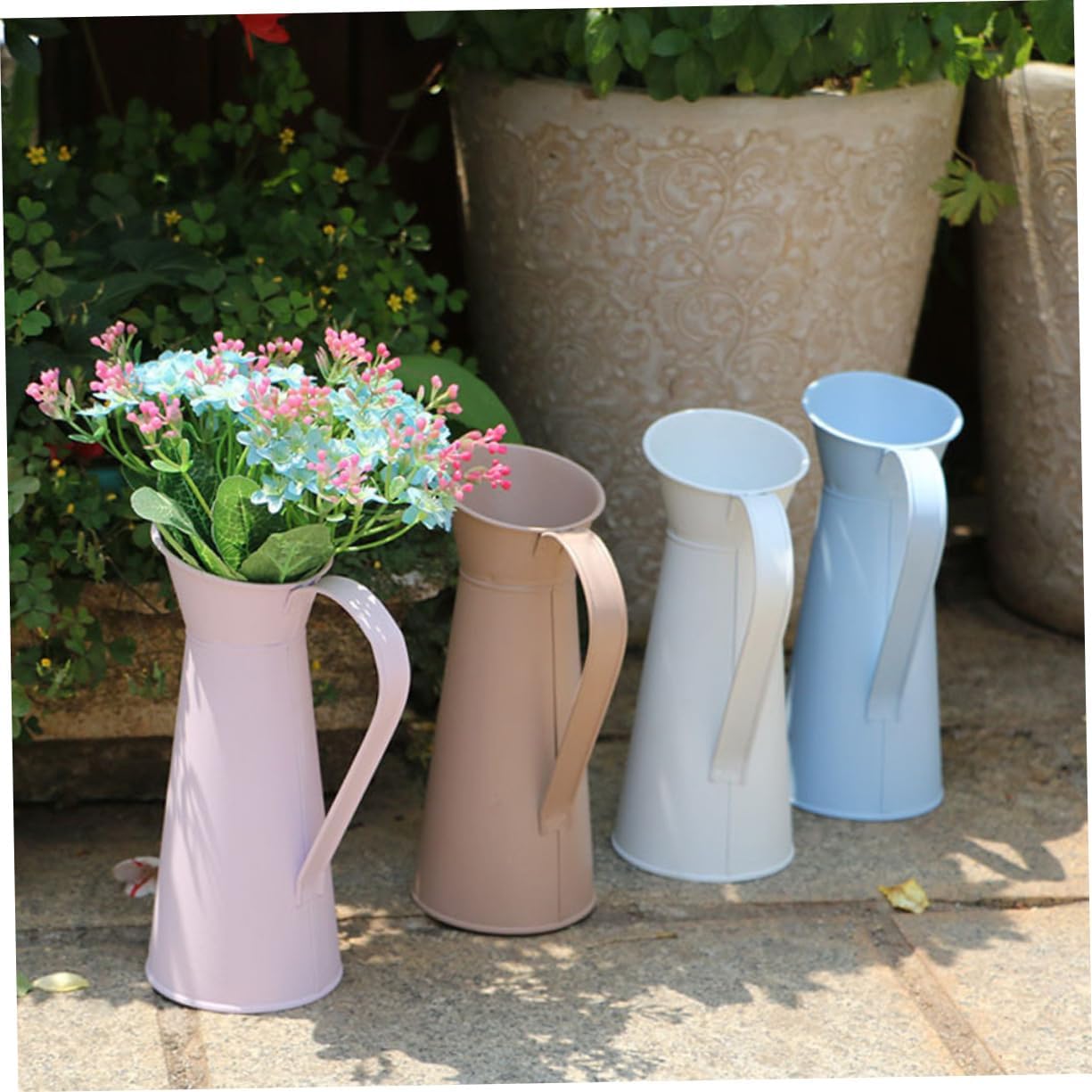 2pcs Galvanized Iron Flower Vase Set for Home and Office Decor