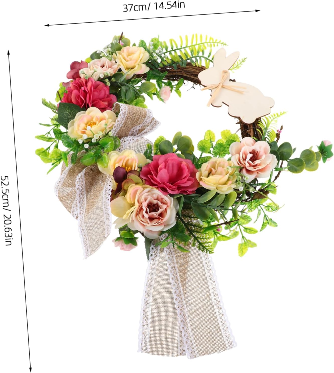 Bunny Wreath Front Door Floral Easter Decor