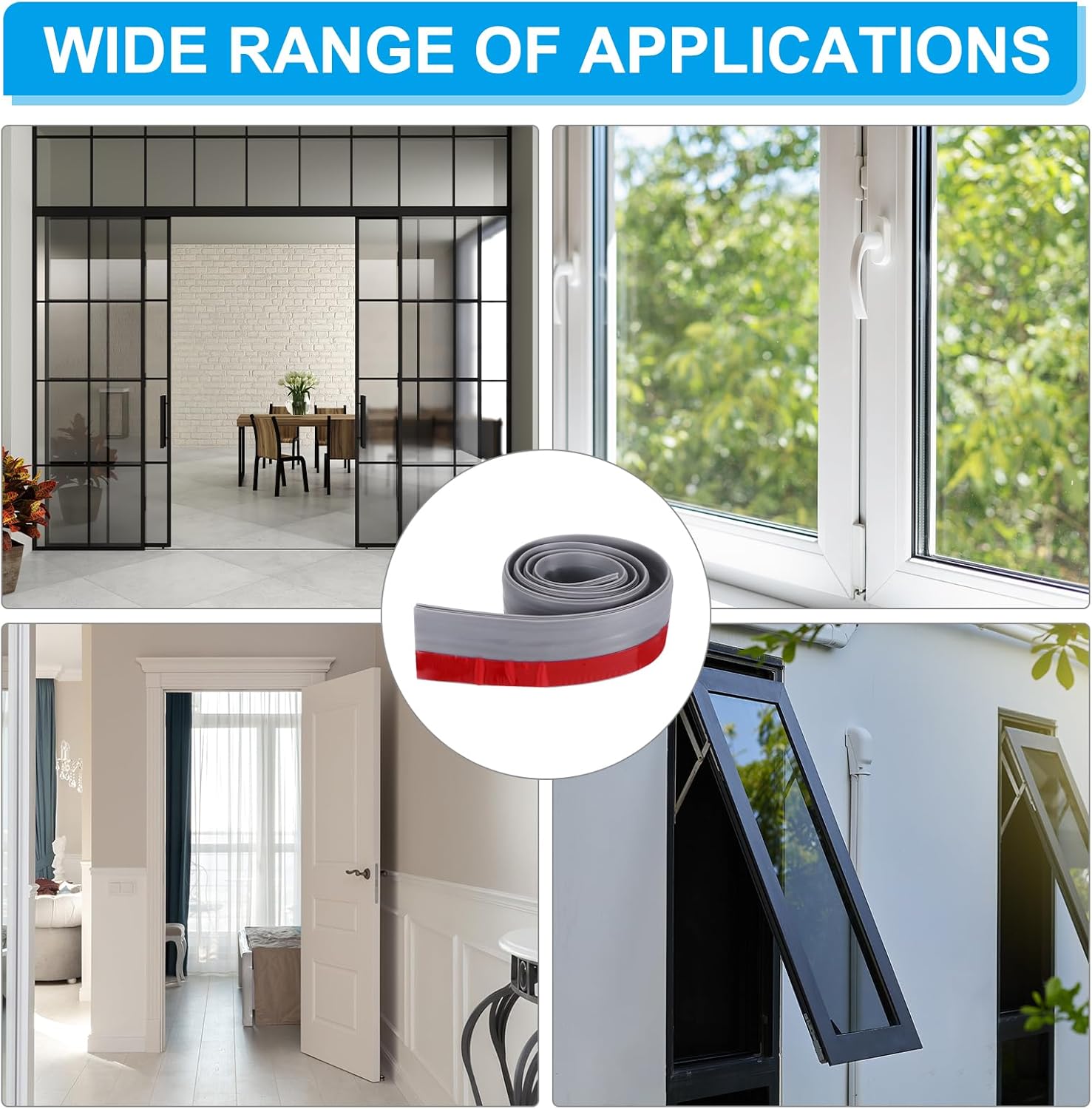 PATIKIL Door Draft Stopper 2 Pack 33FT Silicone Seal Strips