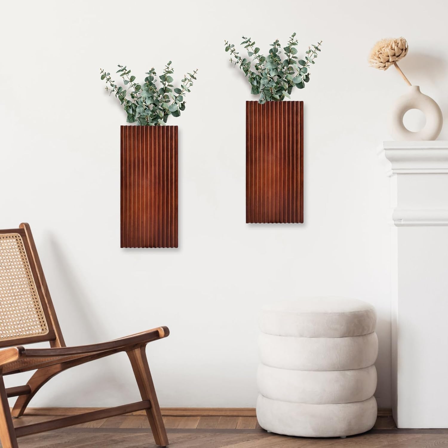 2PCS Wood Wall Planter for Dried Flowers and Plants