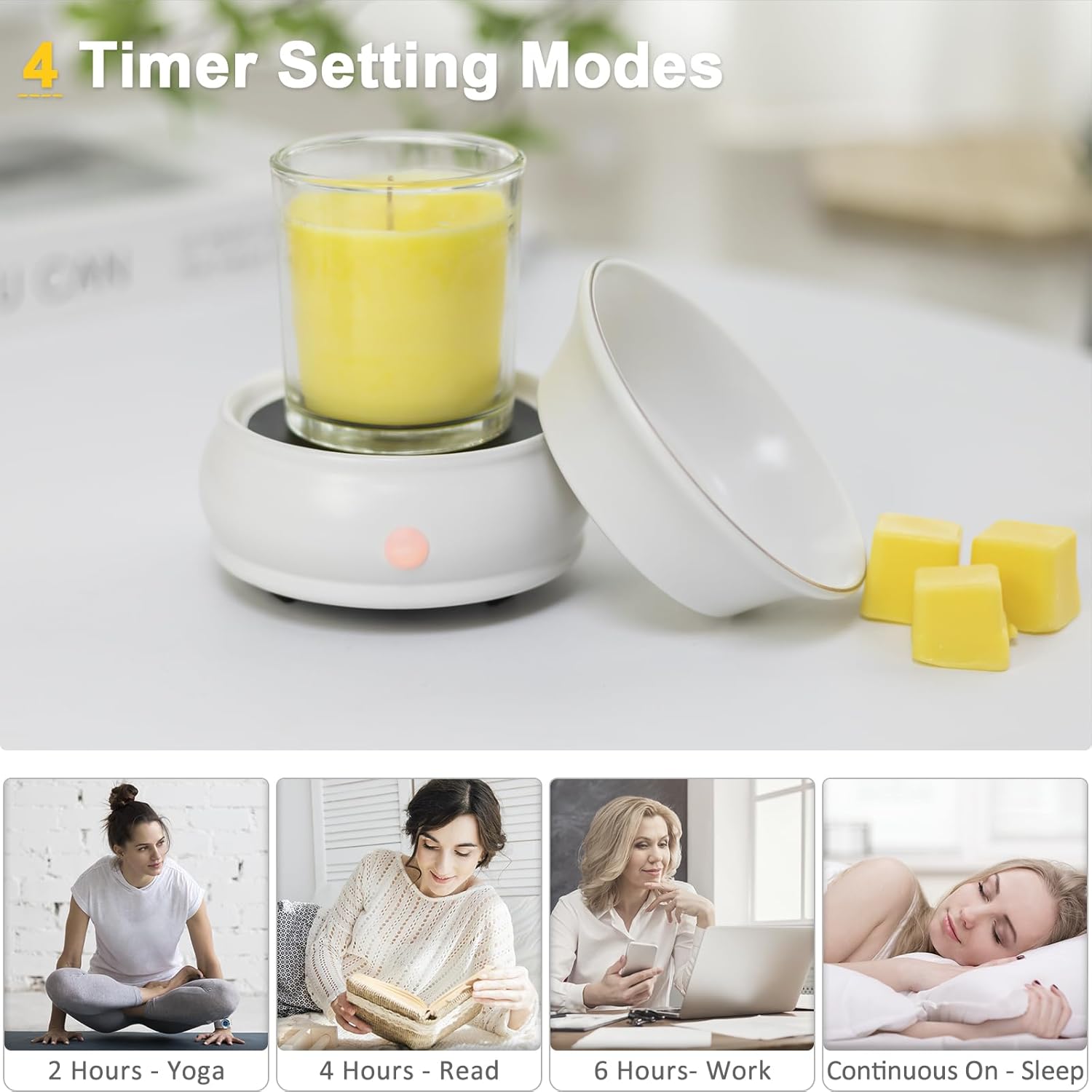 Wax Melter Candle Warmer with Timer - 4-in-1 Electric Scented Melter