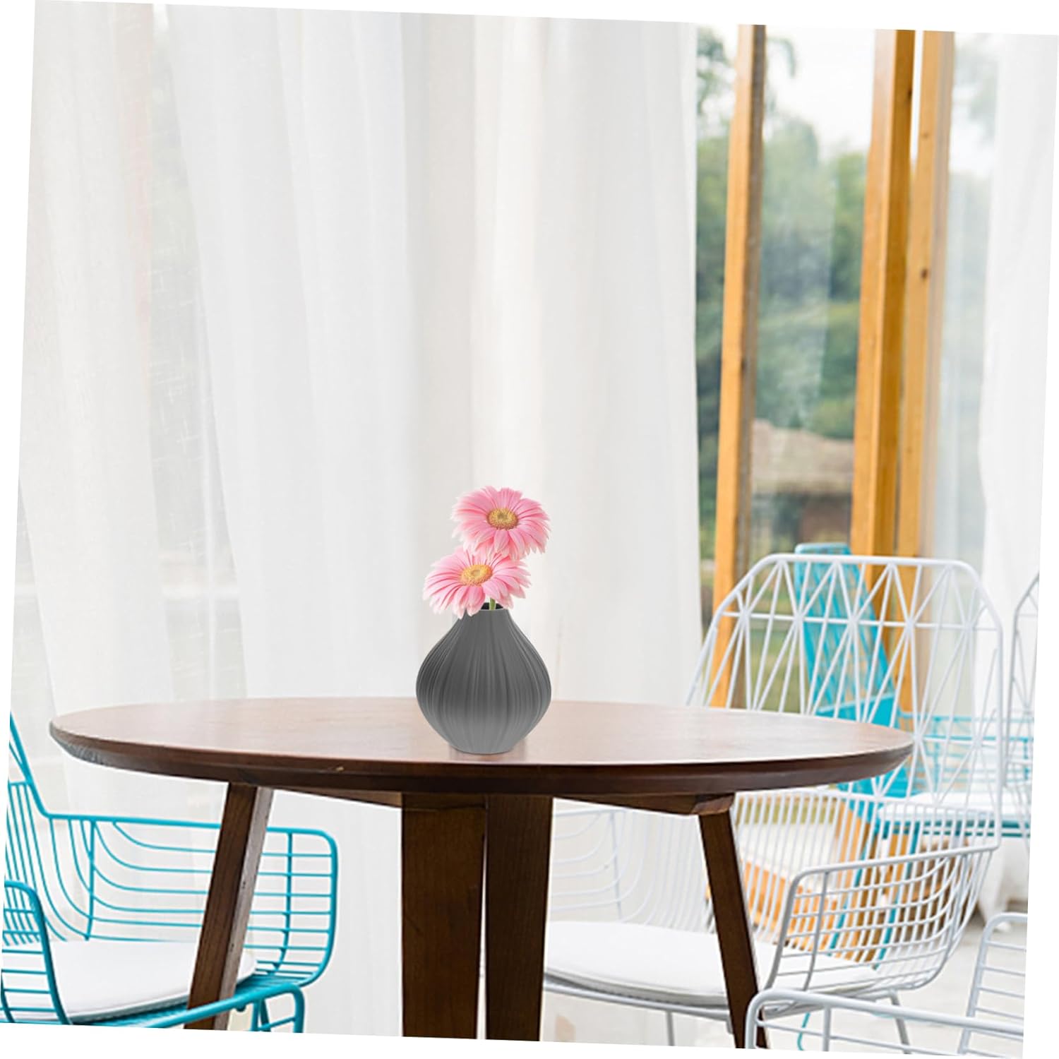 Alipis Gray Mini Ceramic Vase for Home Office Decor