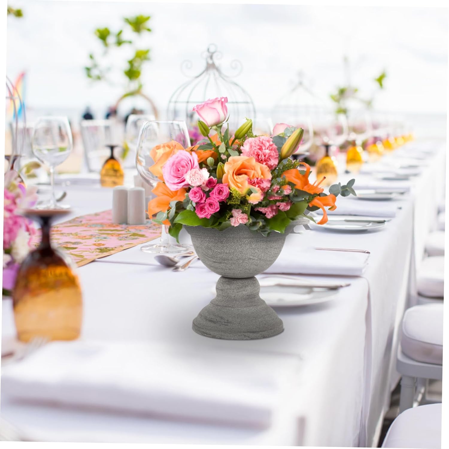 POPETPOP Vintage Metal Flower Vase for Home Decor